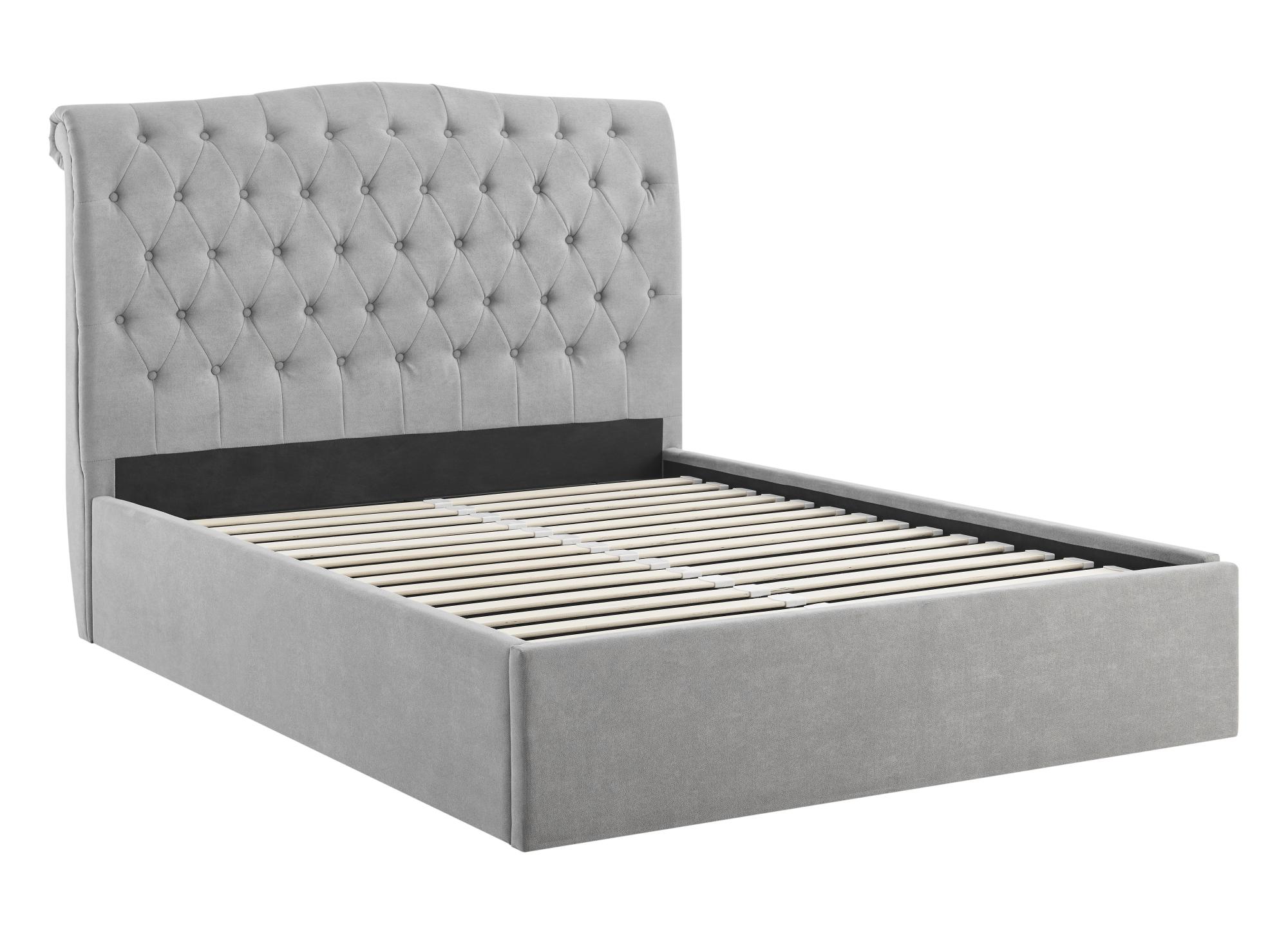Roma Light Grey Fabric Ottoman Bed - Sizes Available