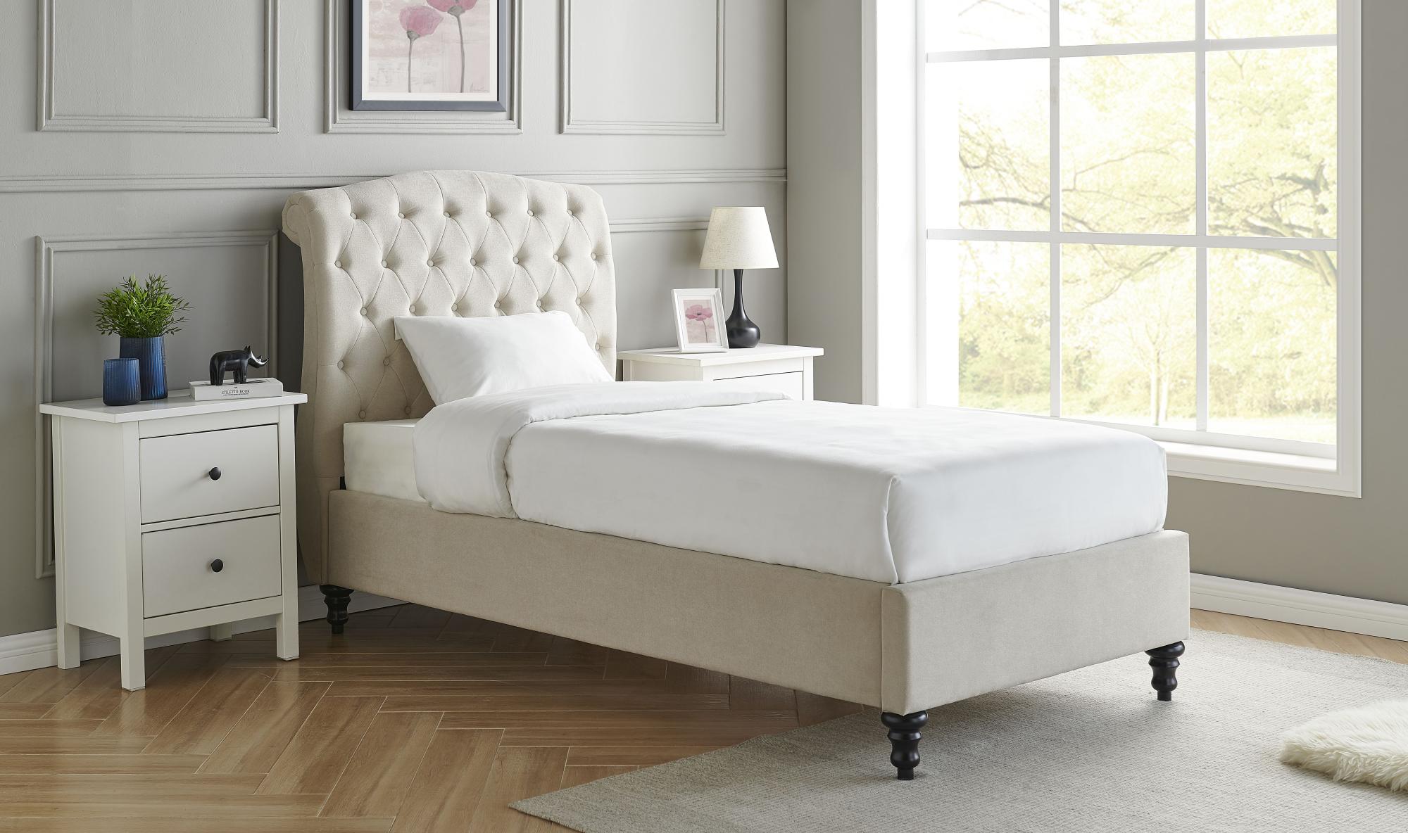 Roma Natural Fabric Bed - Sizes Available