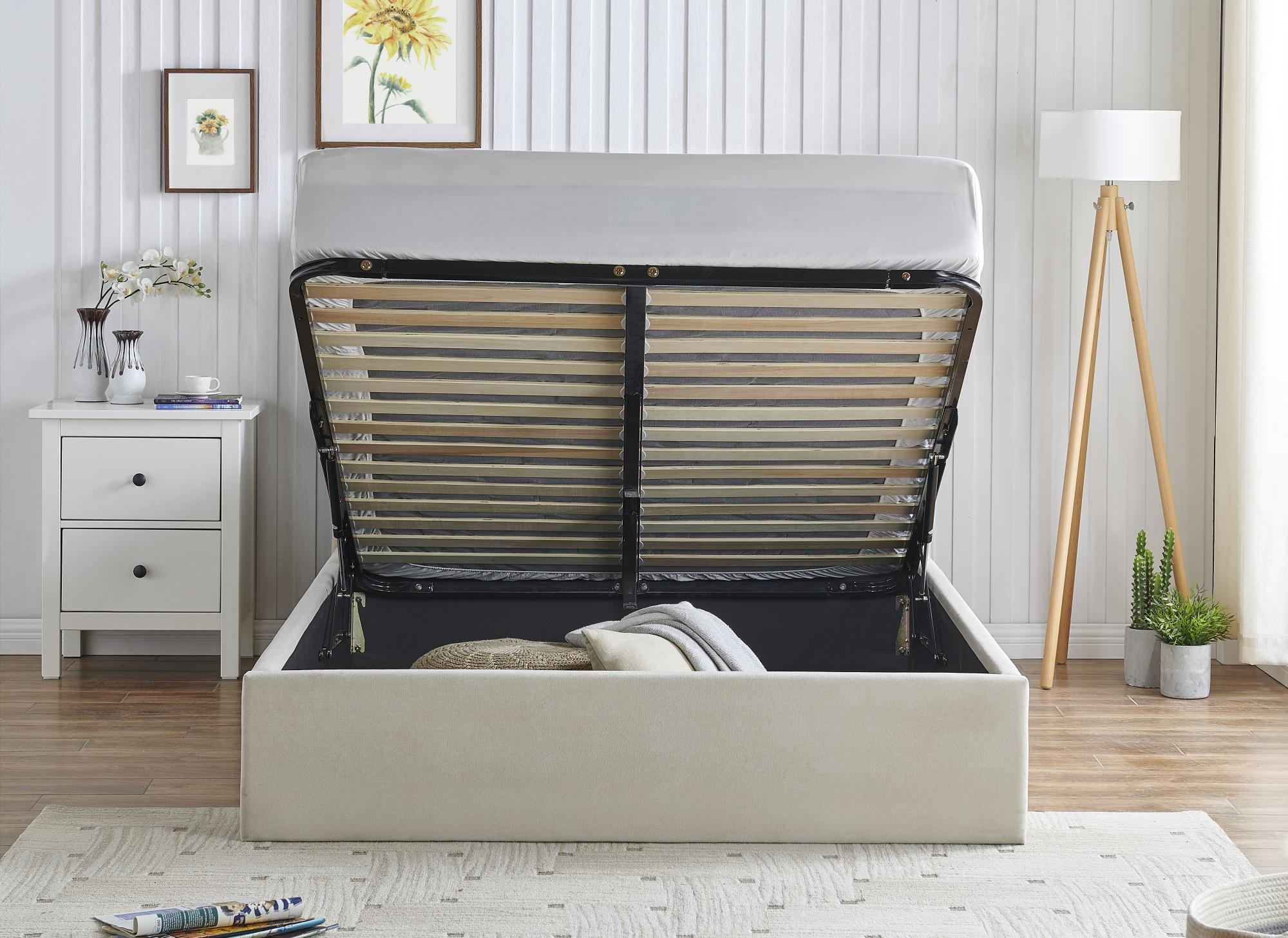 Roma Natural Fabric Ottoman Bed - Sizes Available