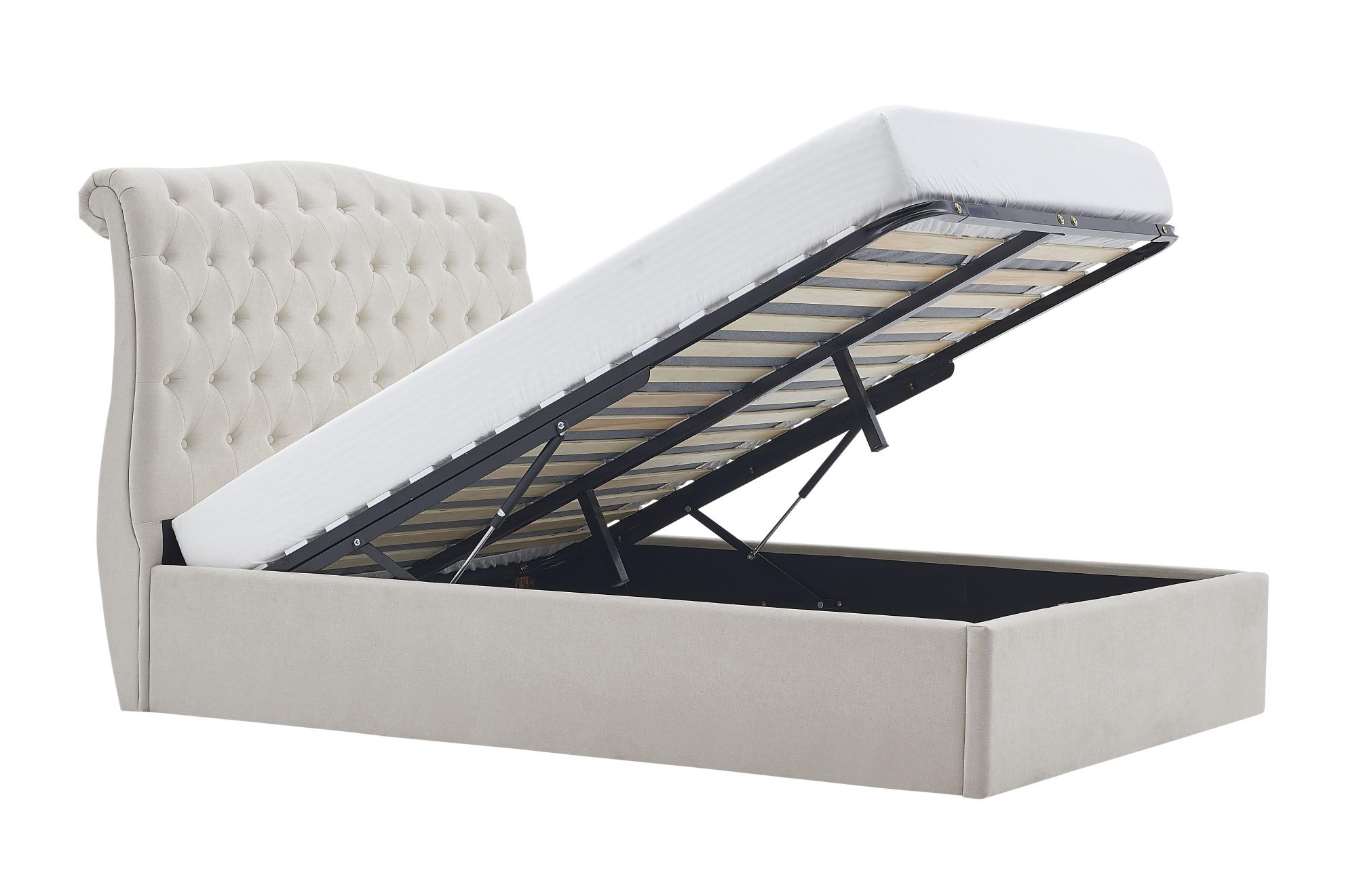 Roma Natural Fabric Ottoman Bed - Sizes Available