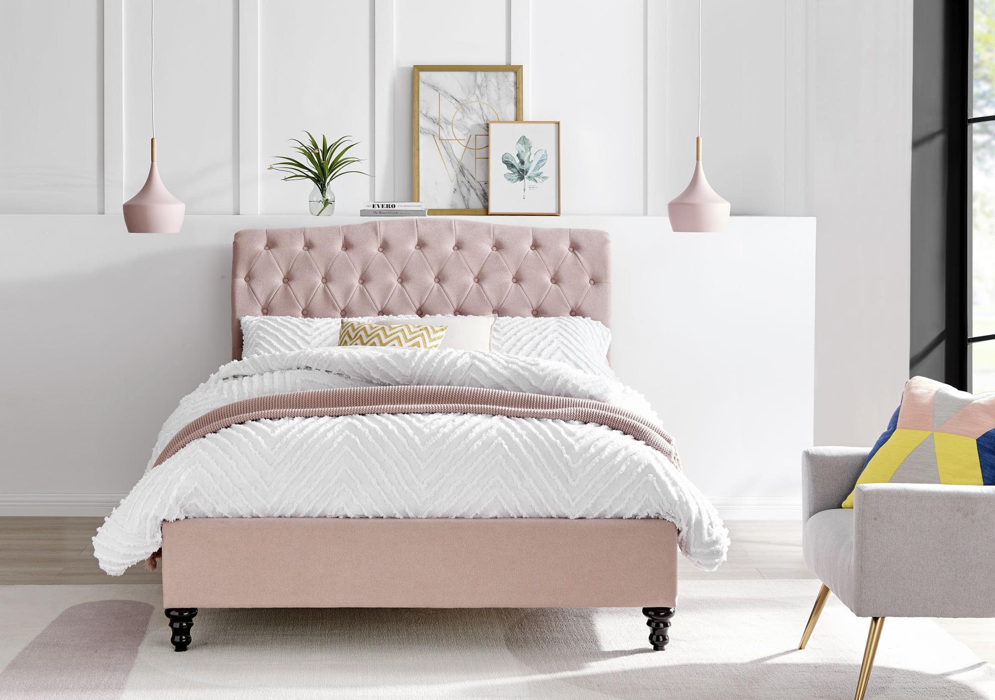 Roma Pink Fabric Bed - Sizes Available