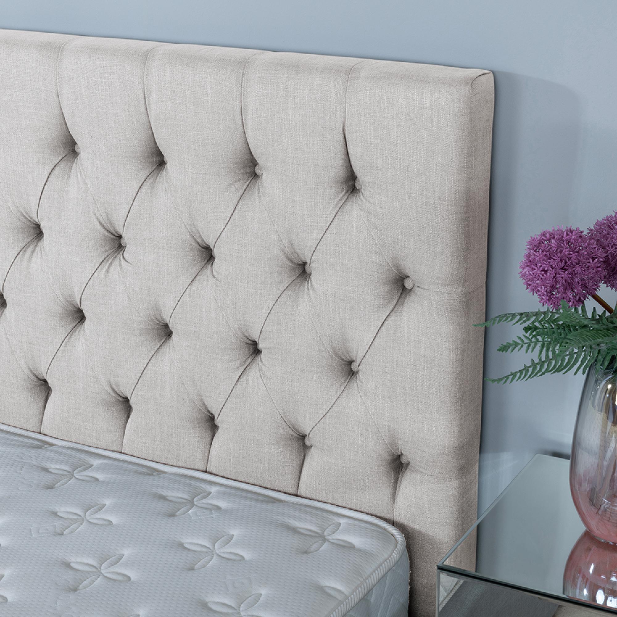 Sandra Ottoman Storage Bed - Oatmeal Fabric - 5ft King Size