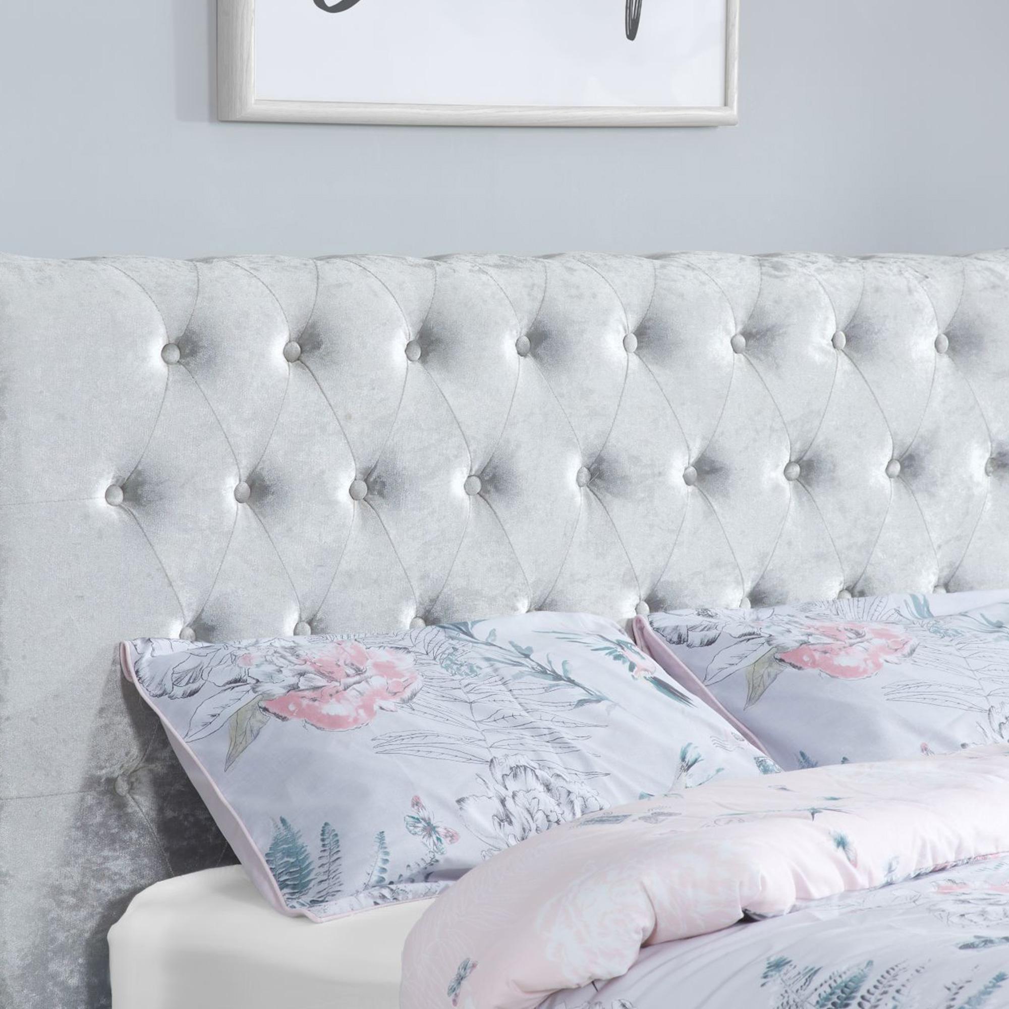 Sienna Bed - Steel Crushed Velvet Fabric - Sizes Available