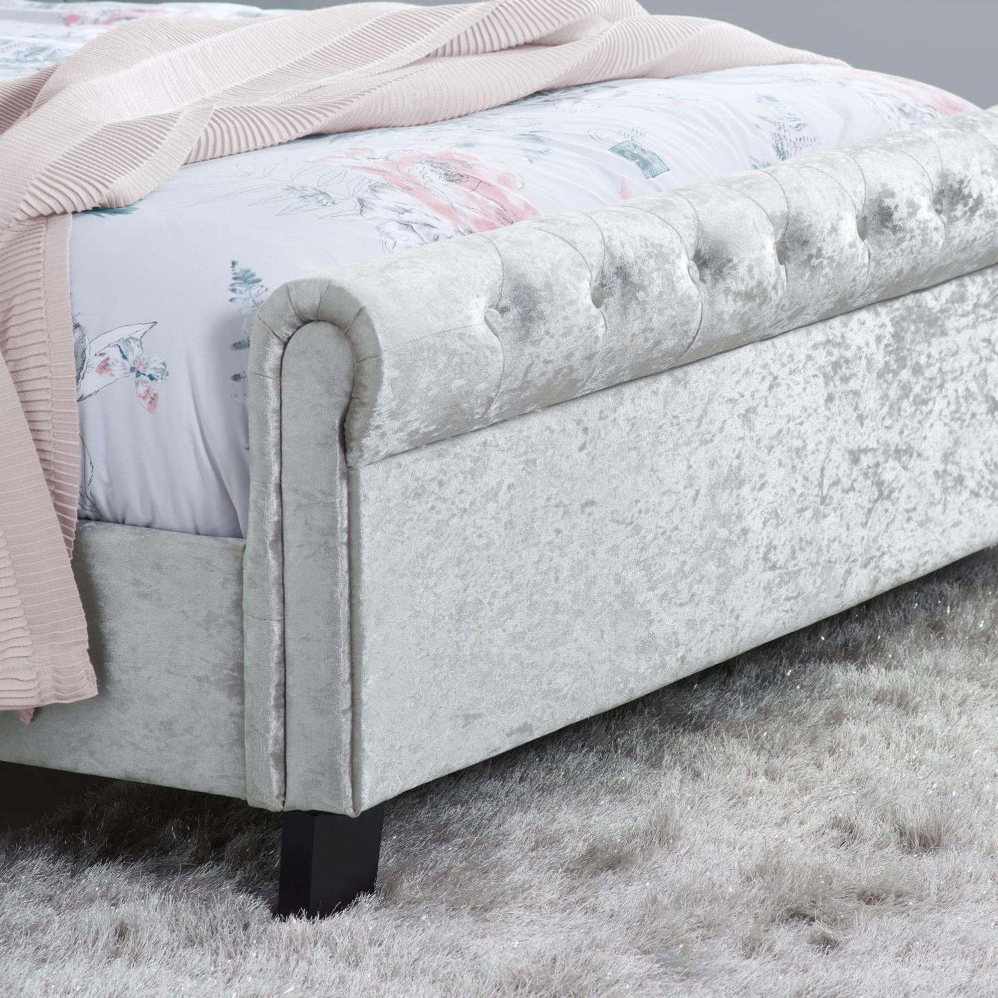 Sienna Bed - Steel Crushed Velvet Fabric - Sizes Available