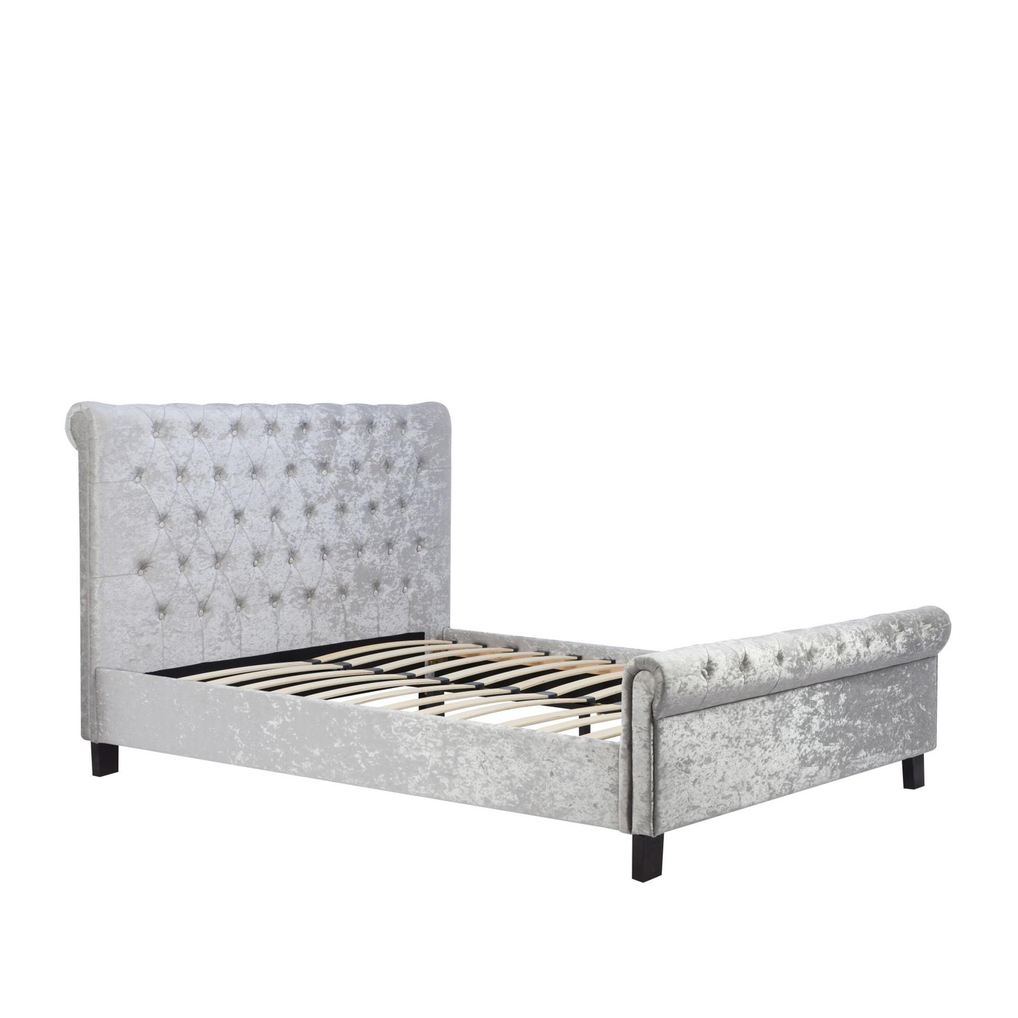 Sienna Bed - Steel Crushed Velvet Fabric - Sizes Available