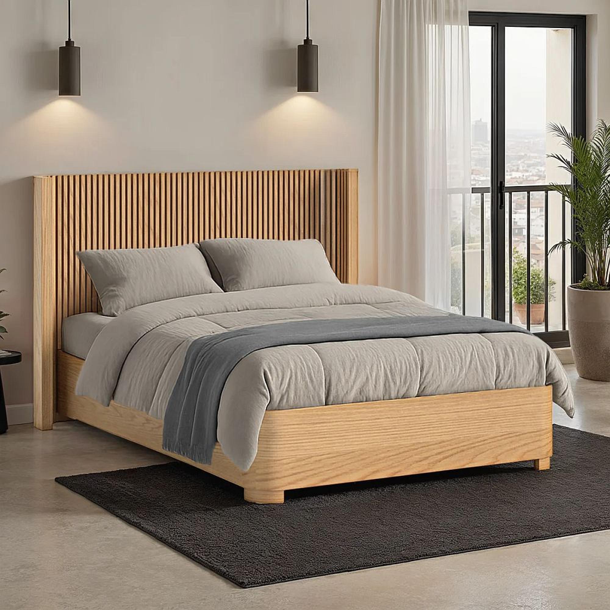 Soho Slatted Bed - Oak - 5ft King Size