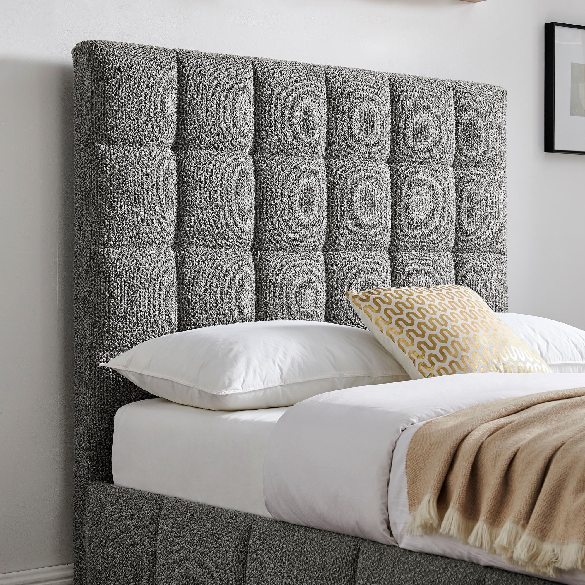 Stark Dove Grey Boucle Fabric Ottoman Bed - Sizes Available