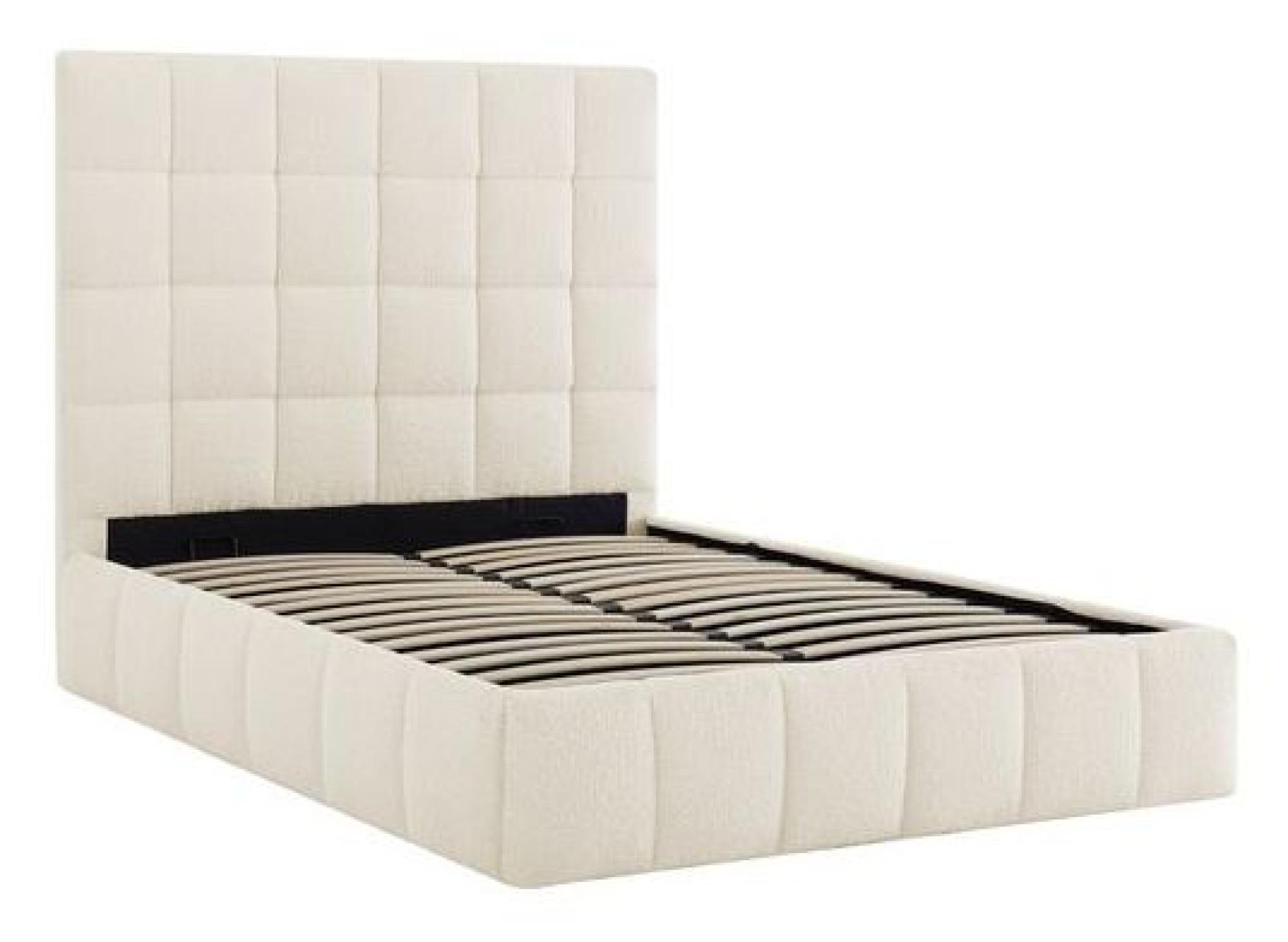 Stark Ivory Boucle Fabric Ottoman Bed - Sizes Available