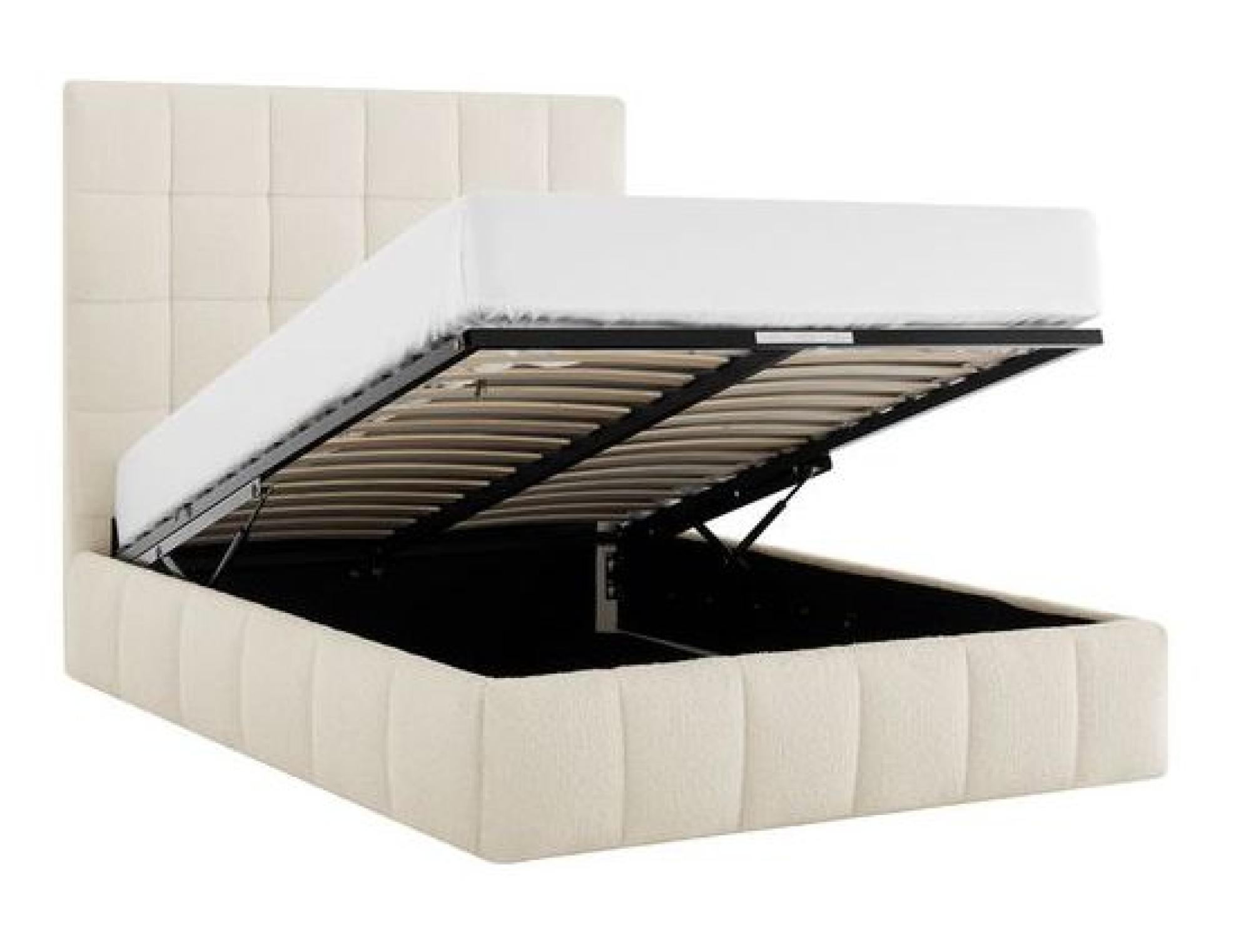 Stark Ivory Boucle Fabric Ottoman Bed - Sizes Available