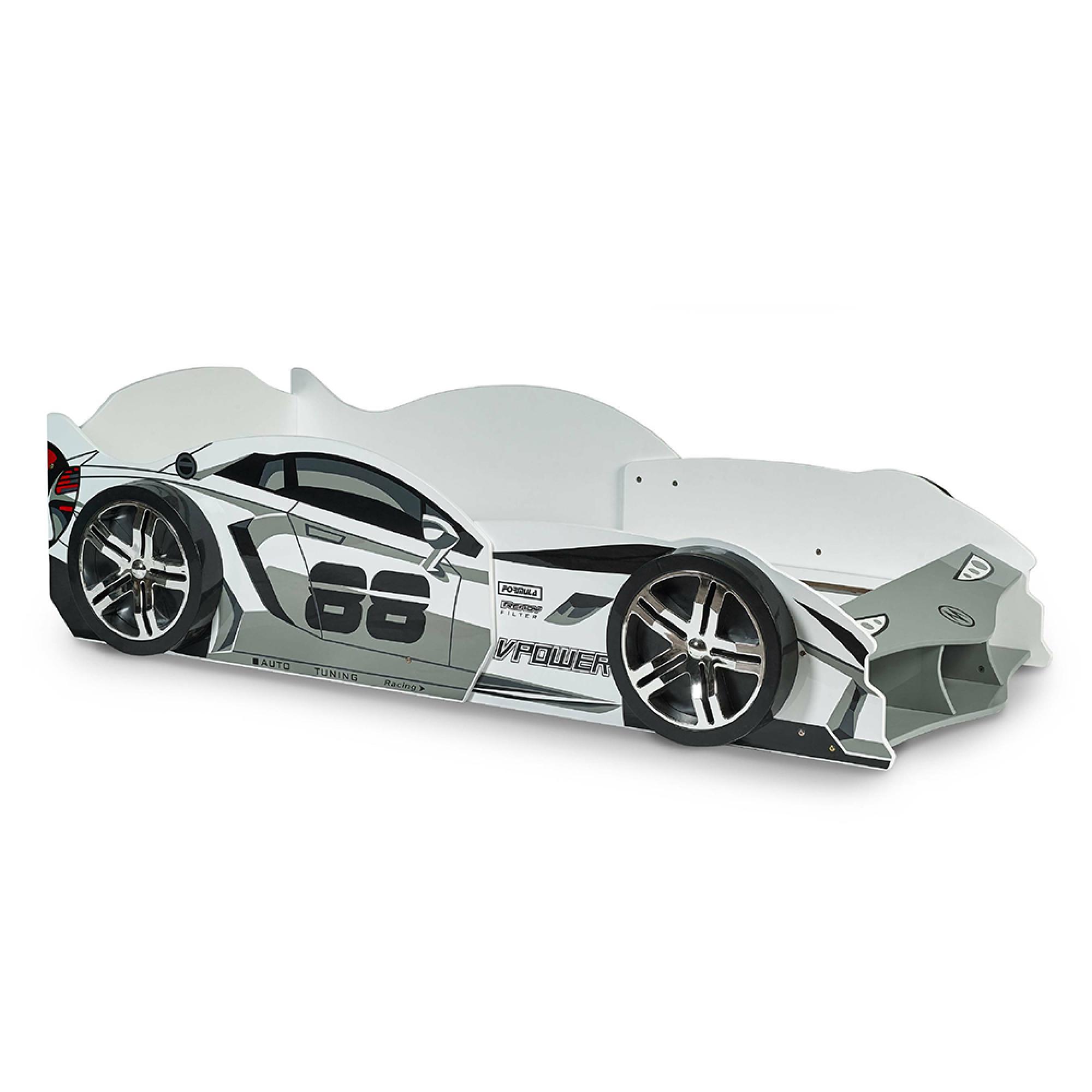 Storm Race Car Bed - Grey High Gloss