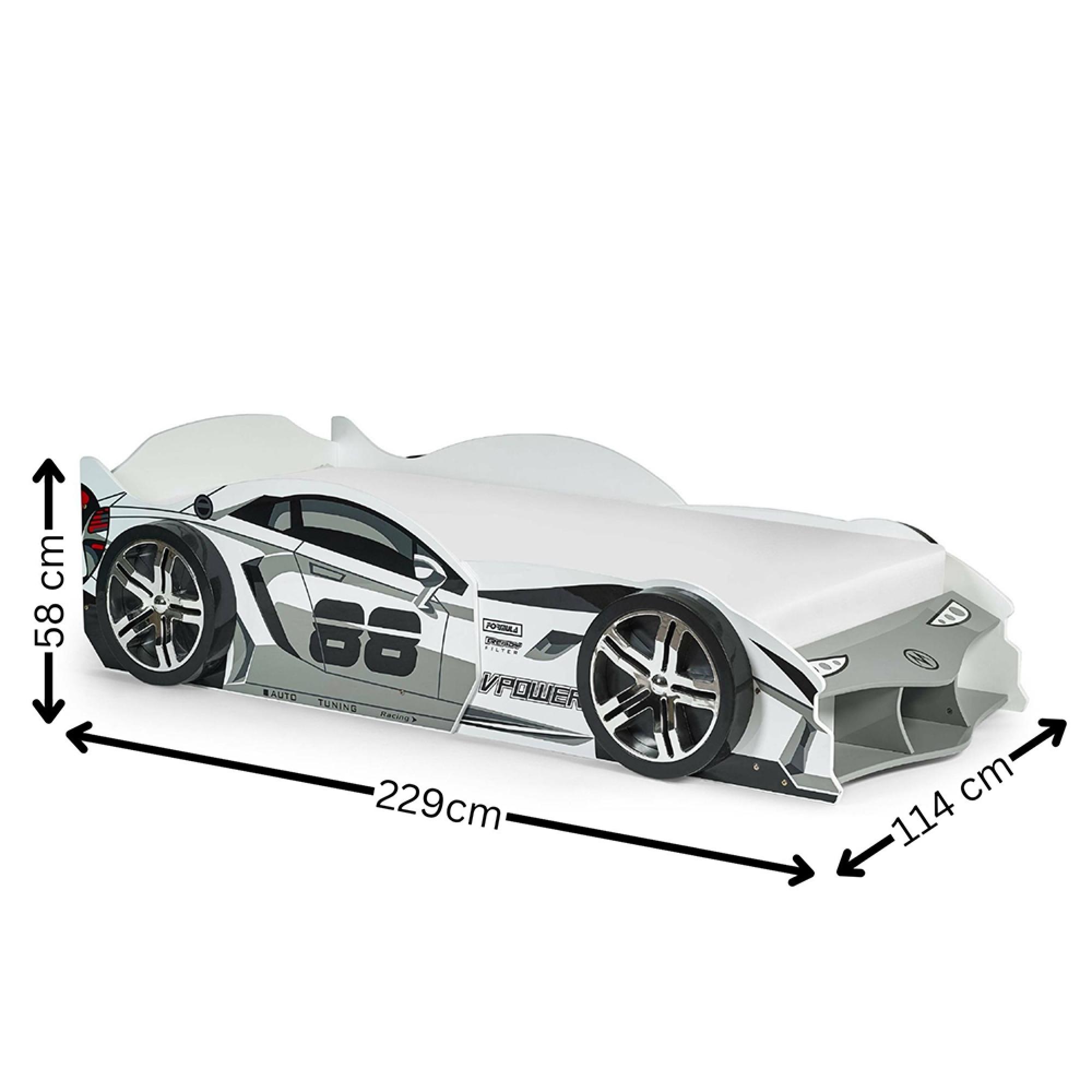 Storm Race Car Bed - Grey High Gloss