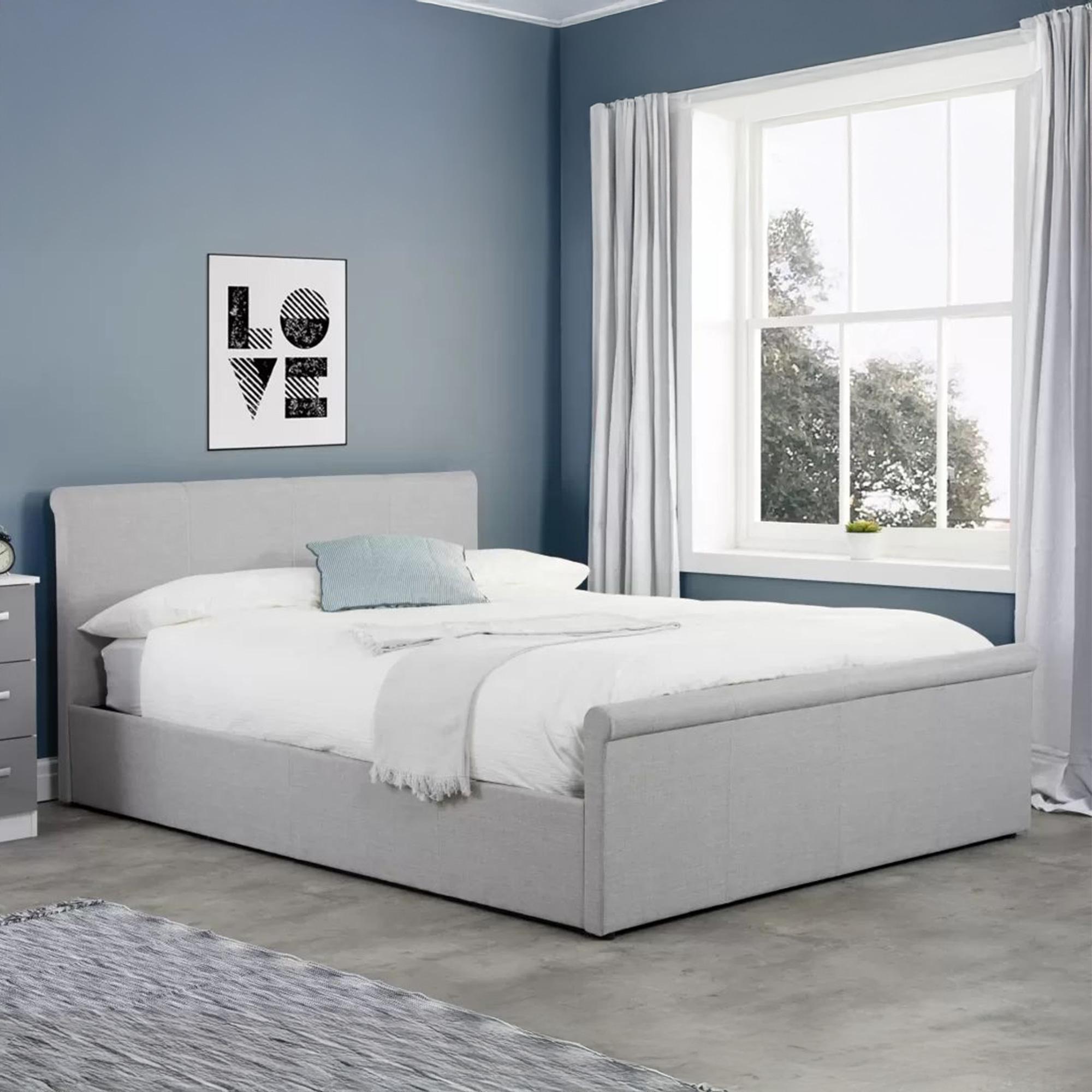 Stratus Ottoman Storage Bed - Grey Fabric - Sizes Available