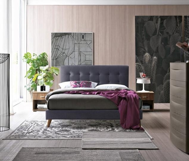 Novara Bed - Dark Grey Fabric - Sizes Available