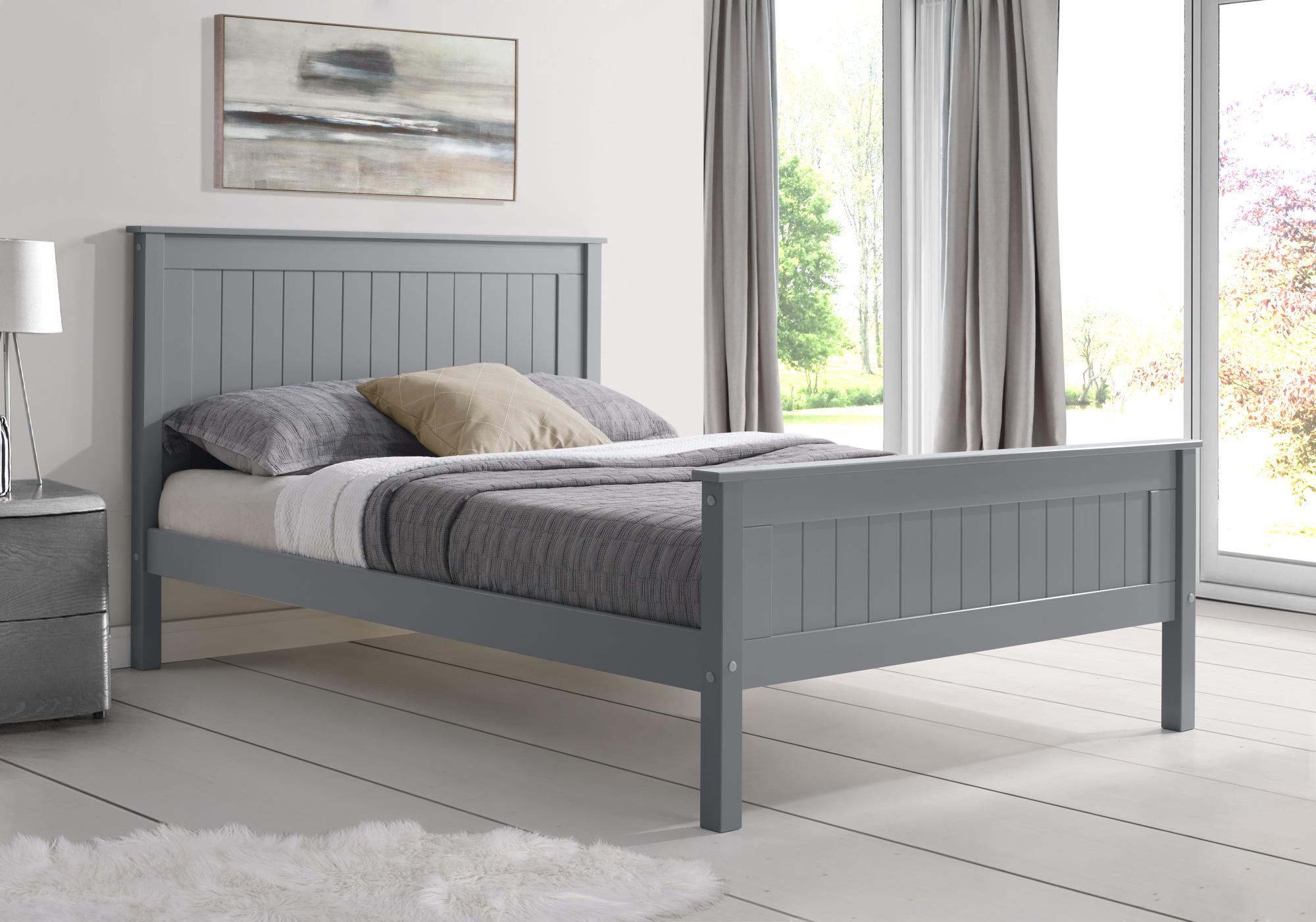 Travis Grey Wooden Bed - High Footend - Sizes Available