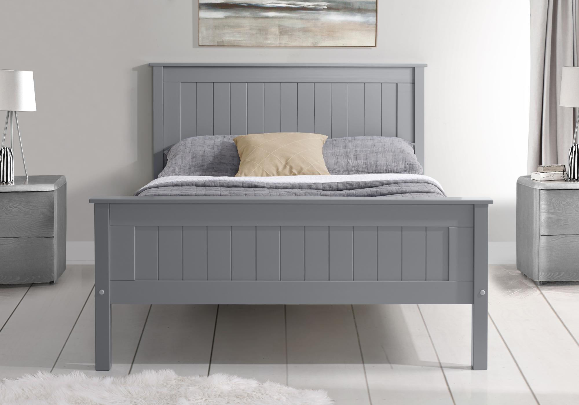 Travis Grey Wooden Bed - High Footend - Sizes Available
