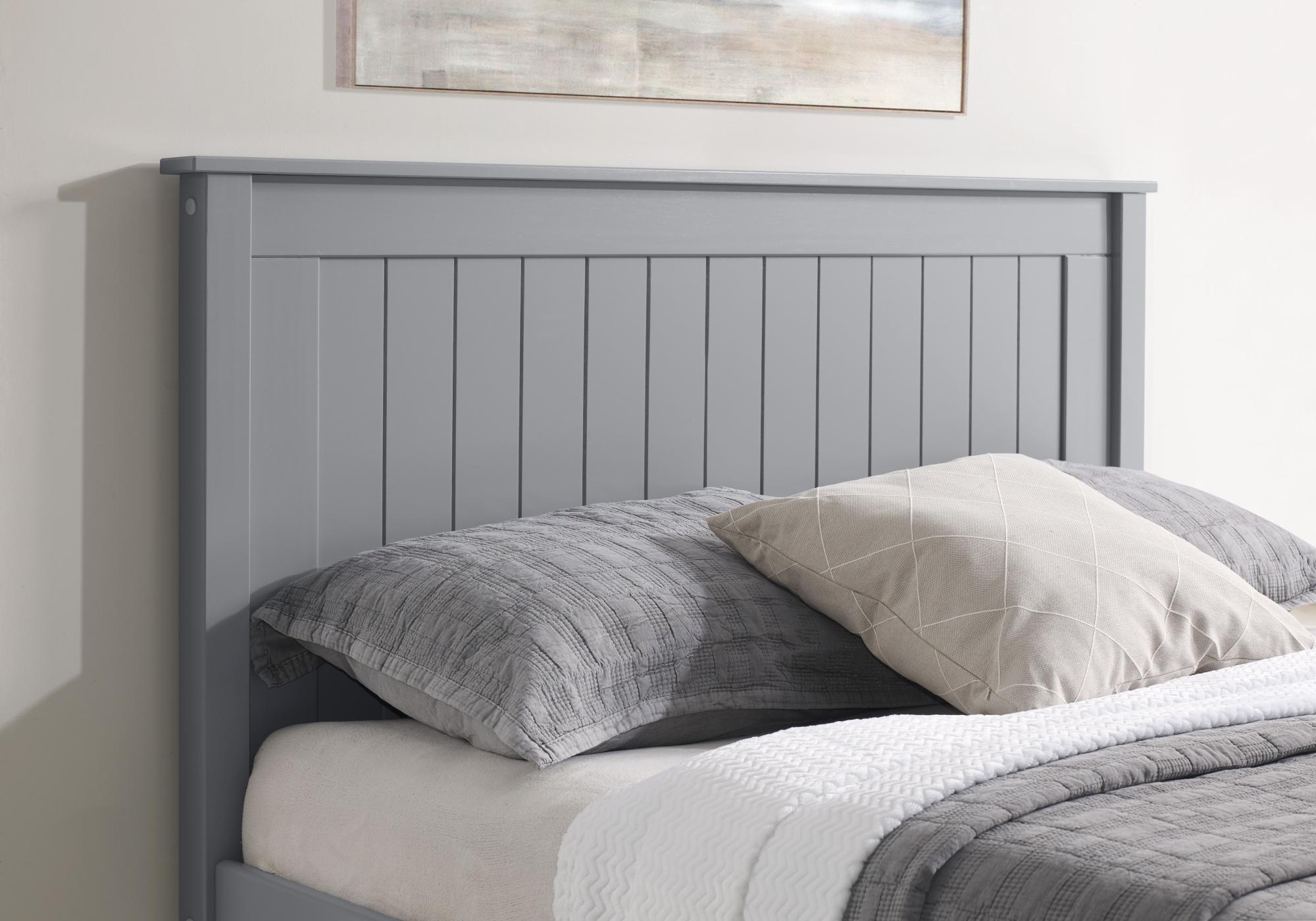 Travis Grey Wooden Bed - High Footend - Sizes Available
