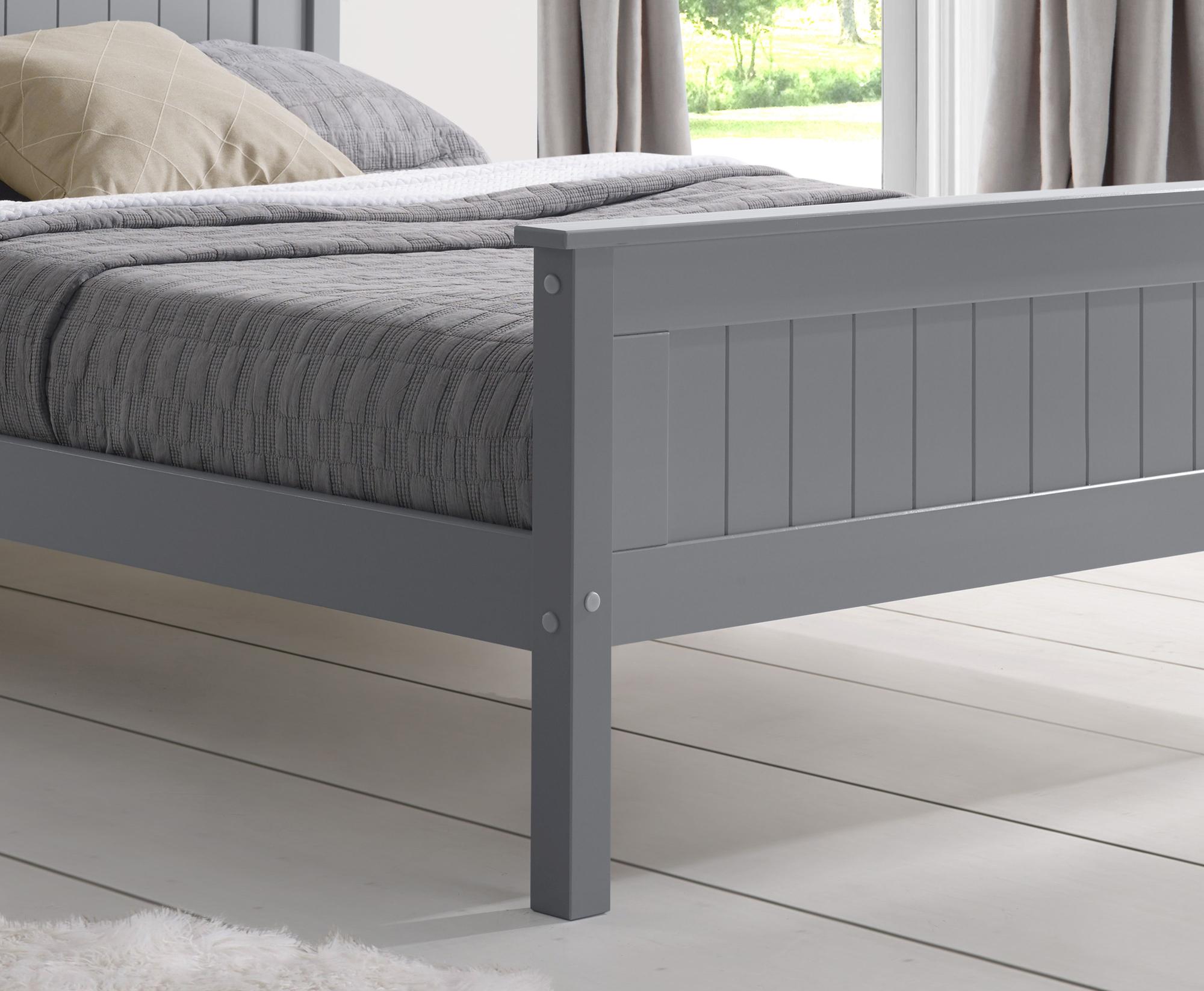 Travis Grey Wooden Bed - High Footend - Sizes Available