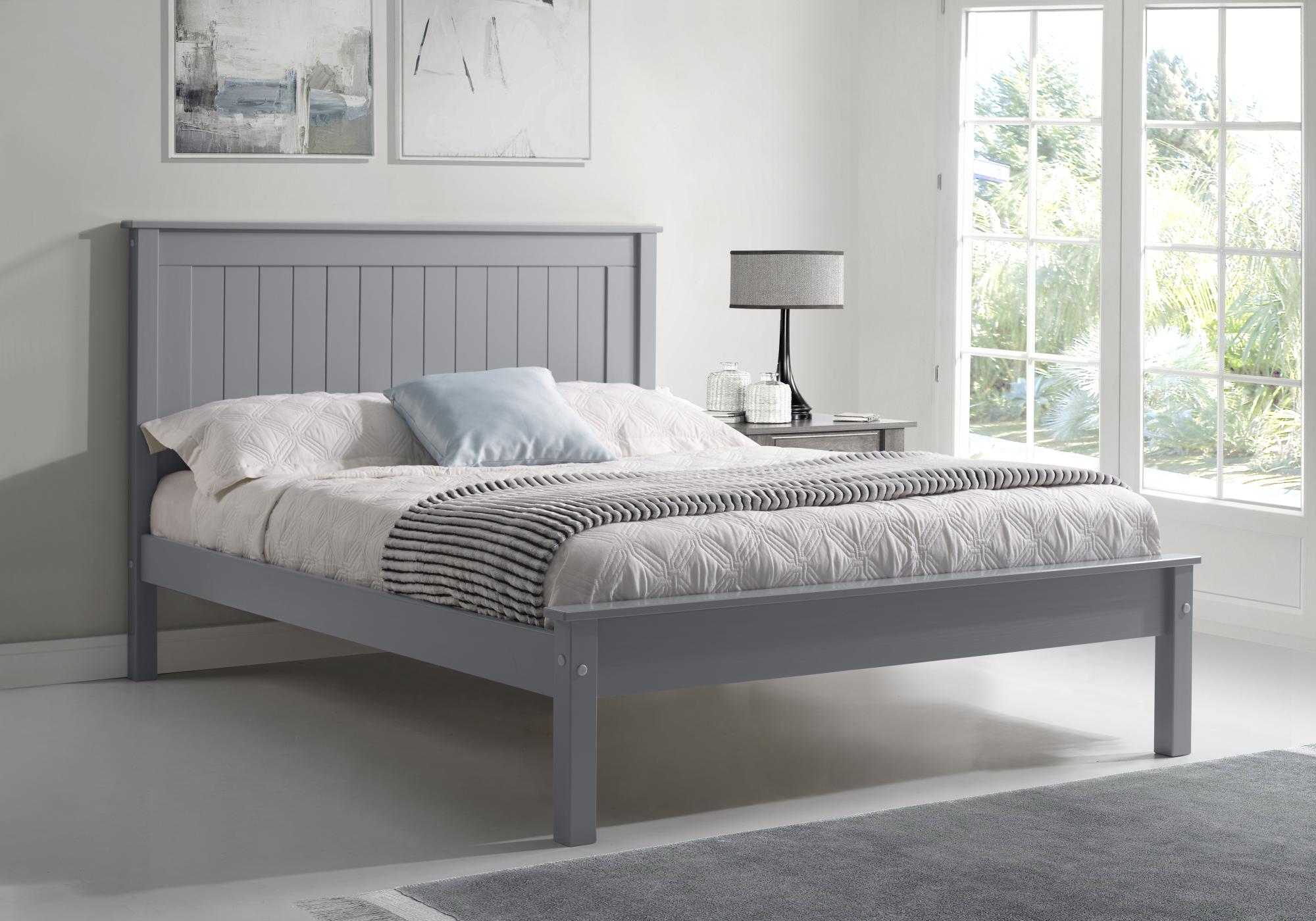 Travis Grey Wooden Bed - Low Footend - Sizes Available