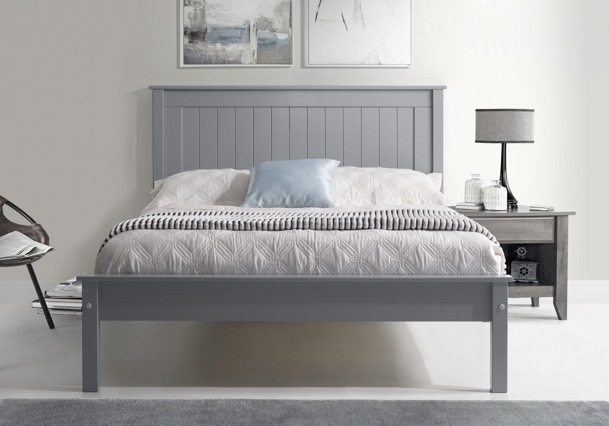 Travis Grey Wooden Bed - Low Footend - Sizes Available