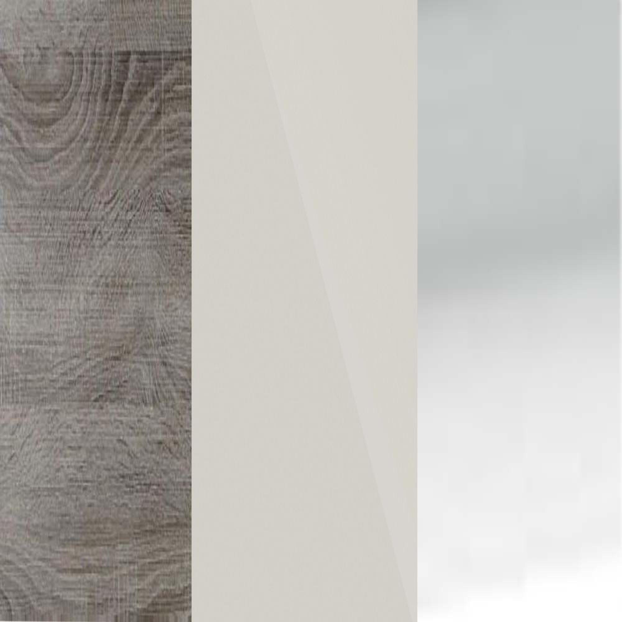 Dark Rustic Oak Frame with Champagne Faux Leather Headboard Cushion and Chrome Angled Feet 314