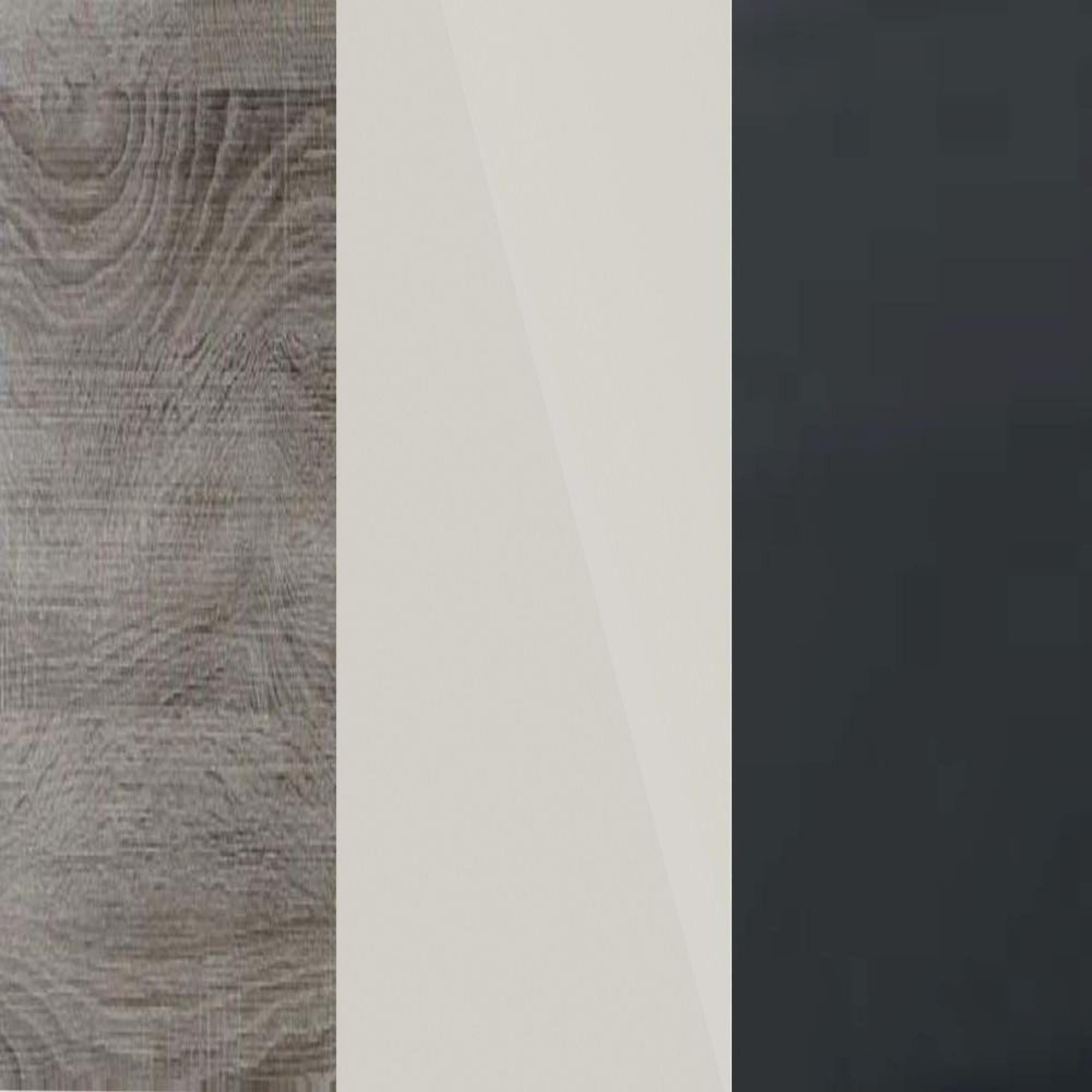 Dark Rustic Oak Frame with Champagne Faux Leather Headboard Cushion and Slate Angled Feet A94