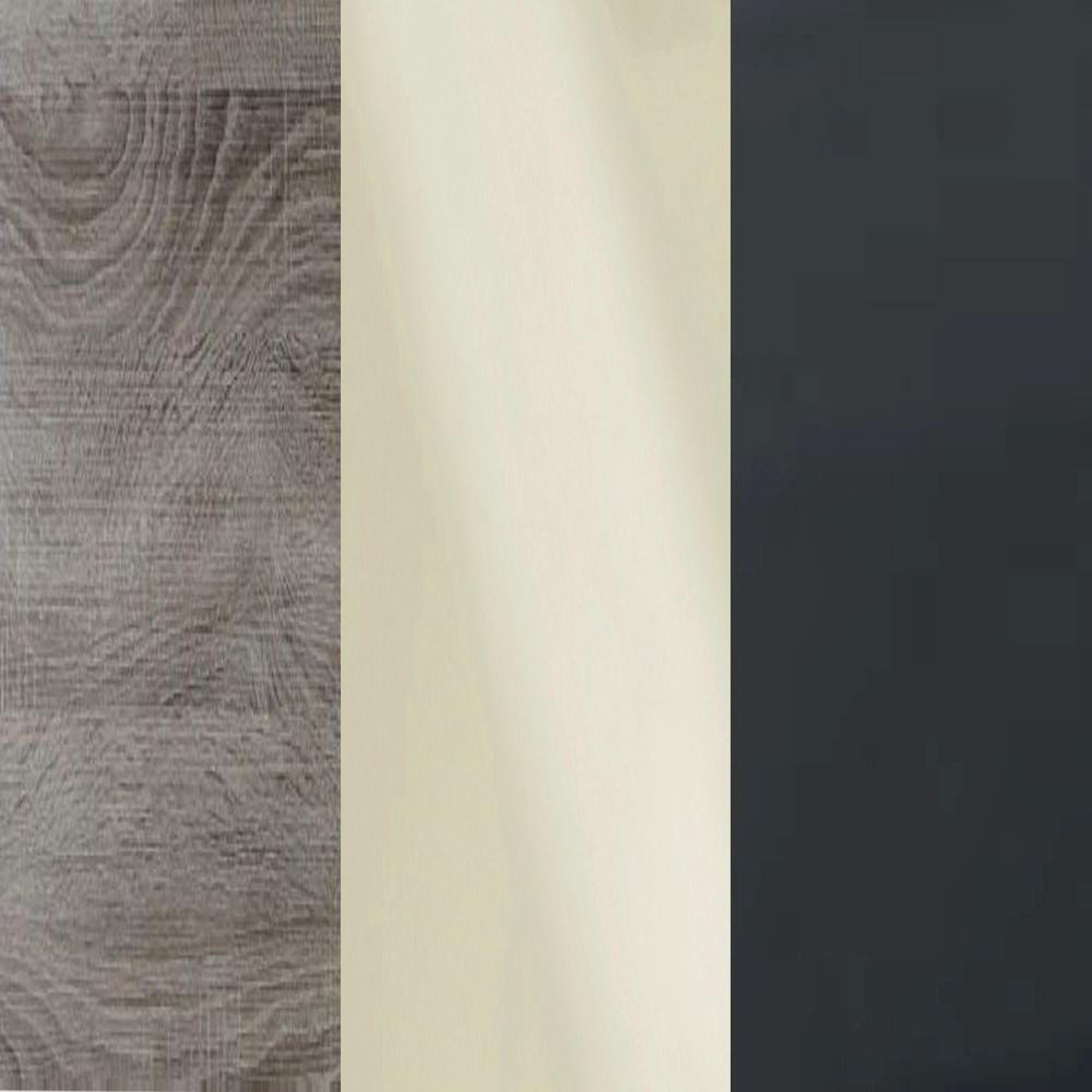 Dark Rustic Oak Frame with Magnolia Faux Leather Headboard Cushion and Slate Angled Feet A94