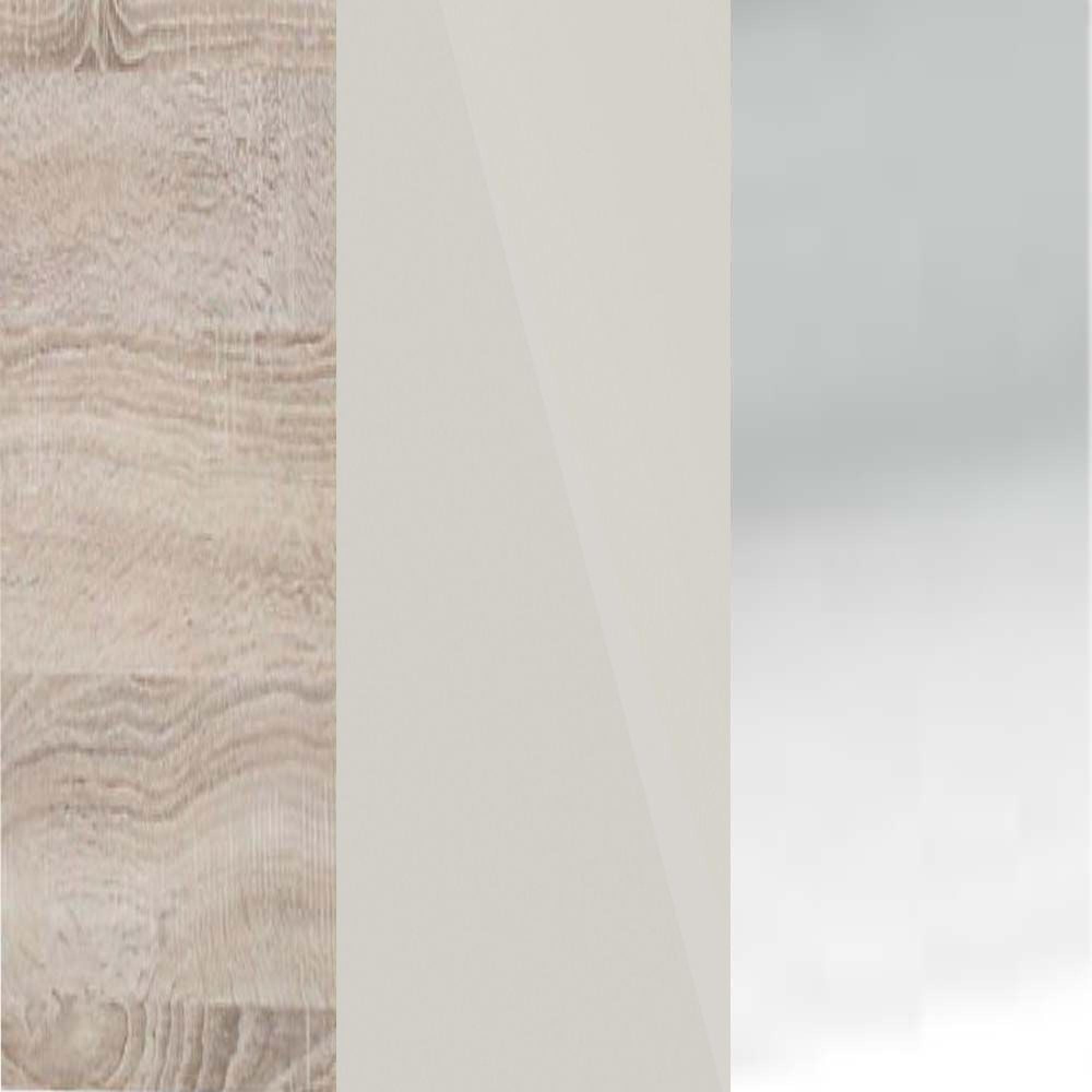 Rustic Oak Frame with Champagne Faux Leather Headboard Cushion and Chrome Angled Feet 313