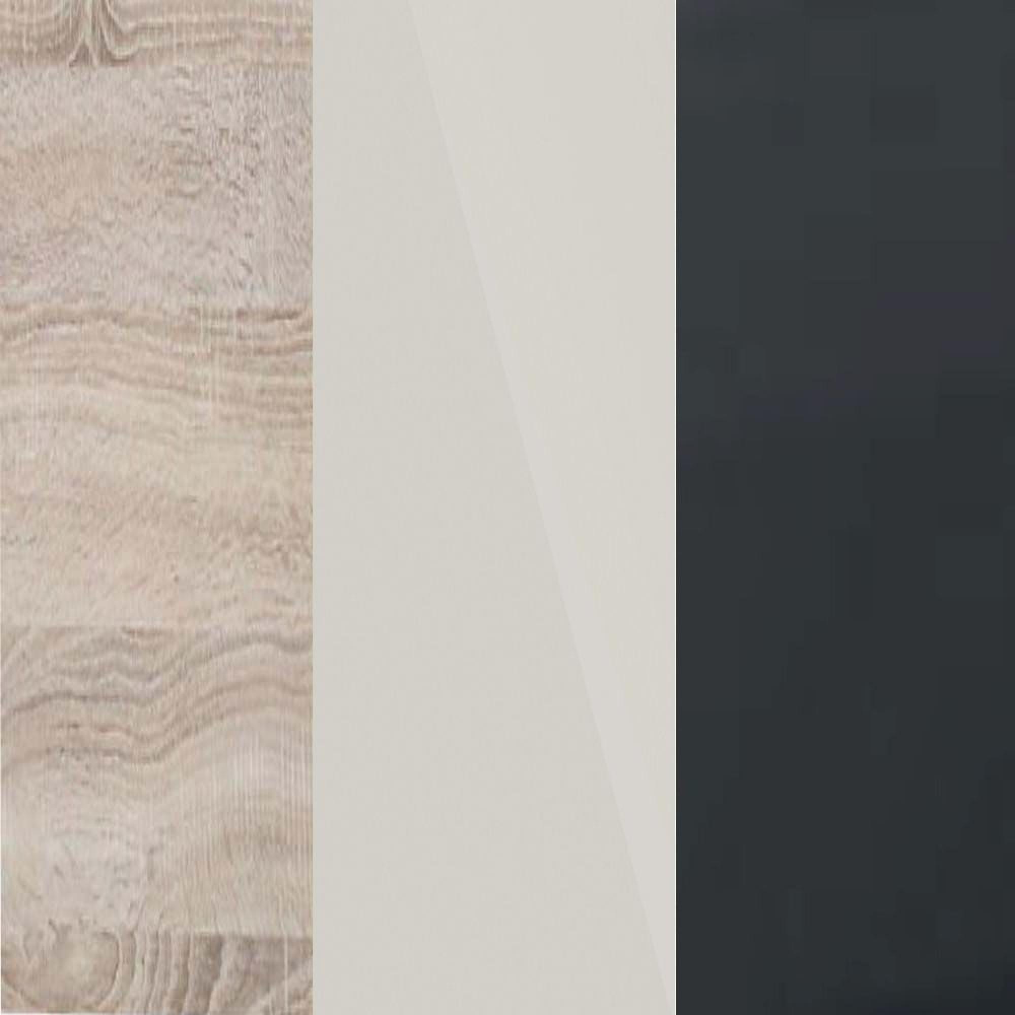 Rustic Oak Frame with Champagne Faux Leather Headboard Cushion and Slate Angled Feet A93