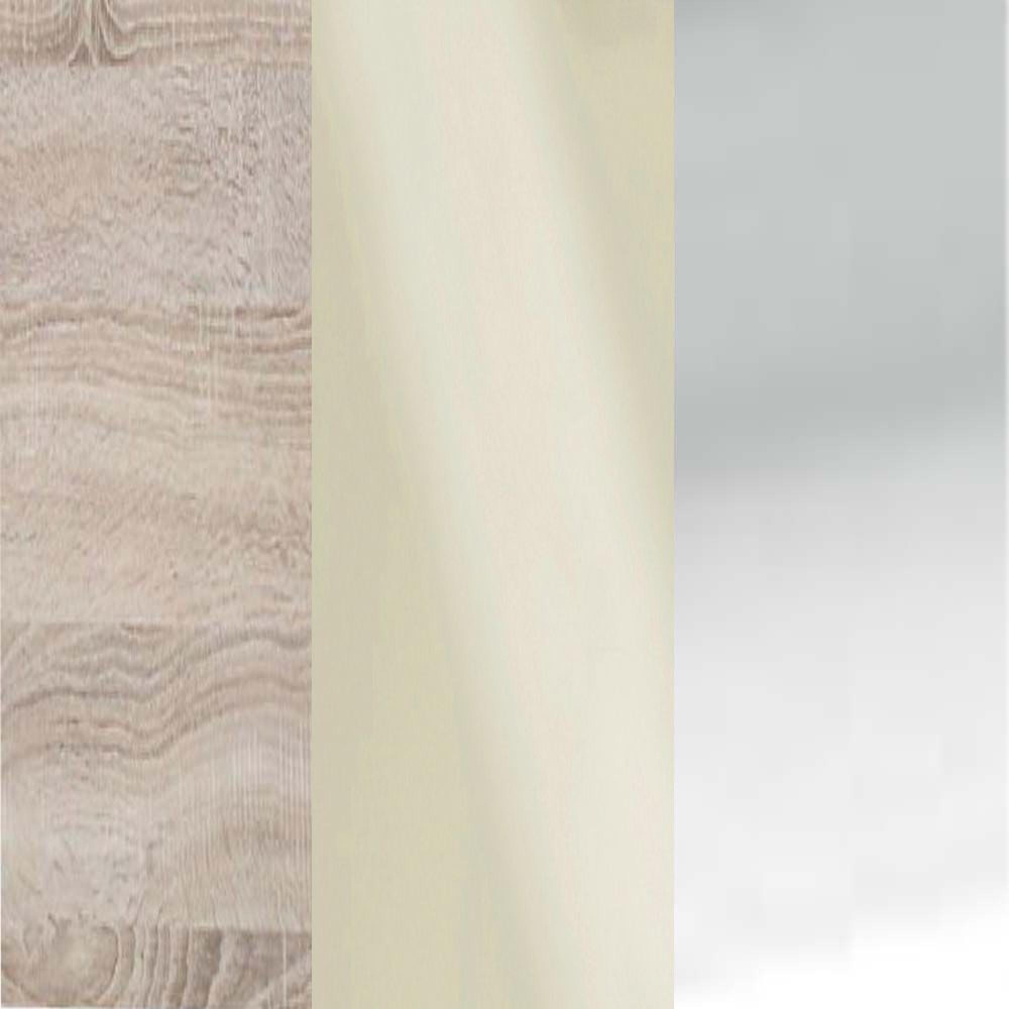 Rustic Oak Frame with Magnolia Faux Leather Headboard Cushion and Chrome Angled Feet 313