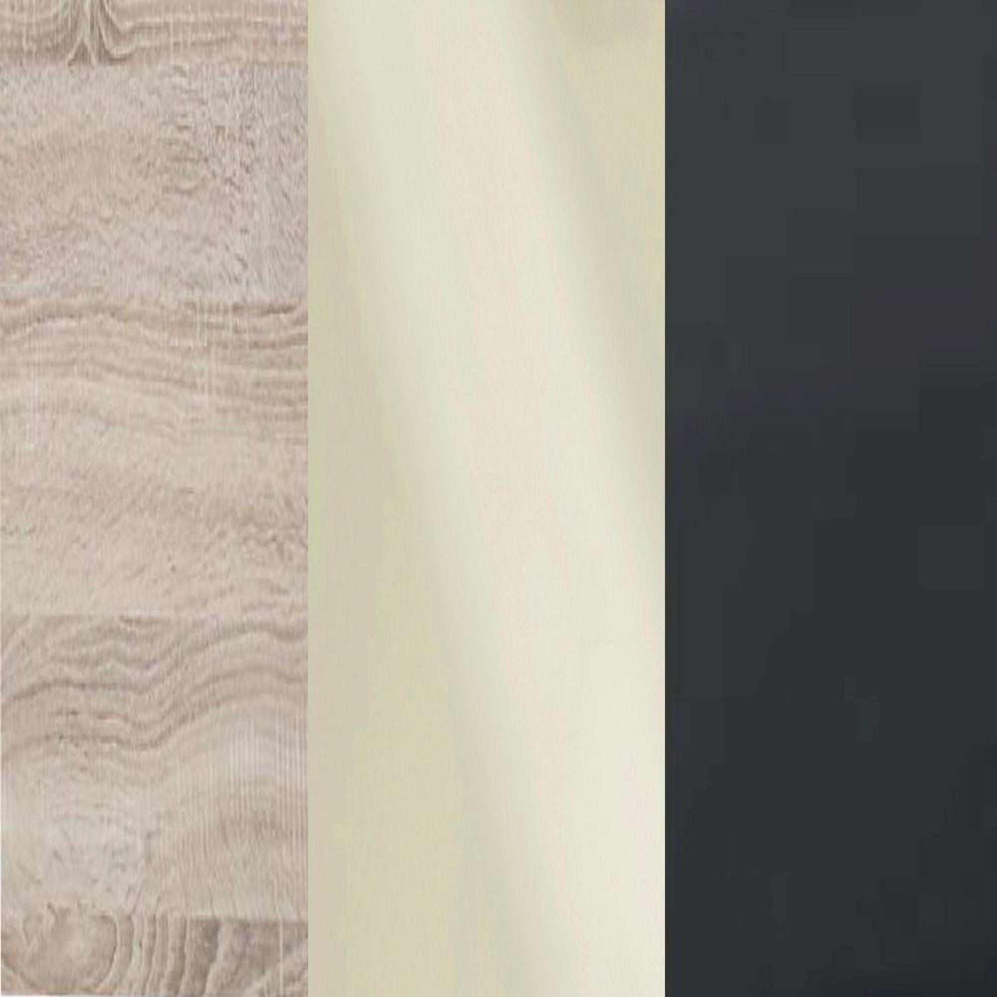 Rustic Oak Frame with Magnolia Faux Leather Headboard Cushion and Slate Angled Feet A93