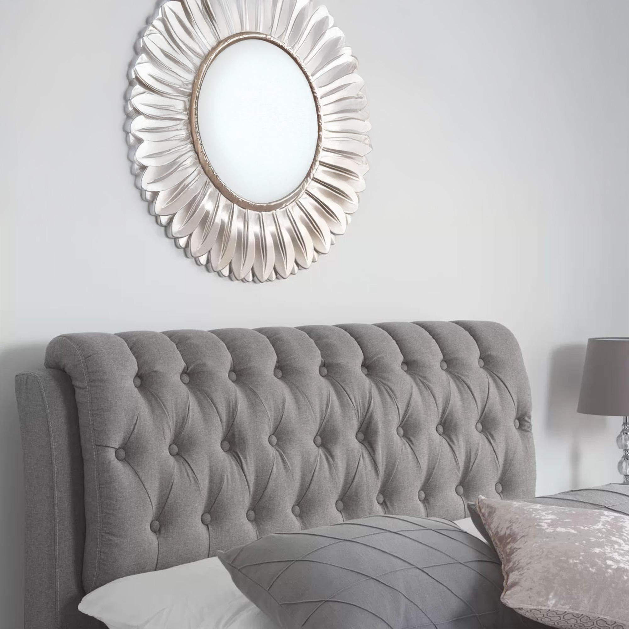 Valentino Bed - Grey Fabric - Sizes Available