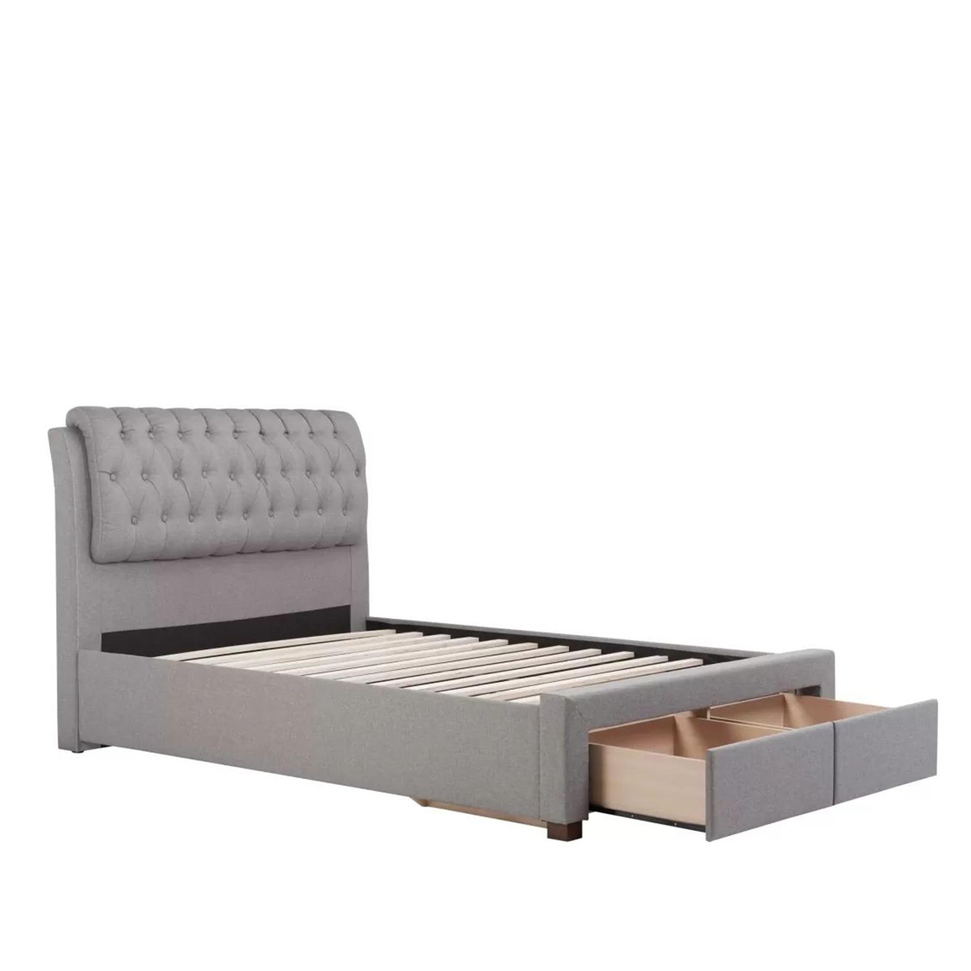 Valentino Bed - Grey Fabric - Sizes Available