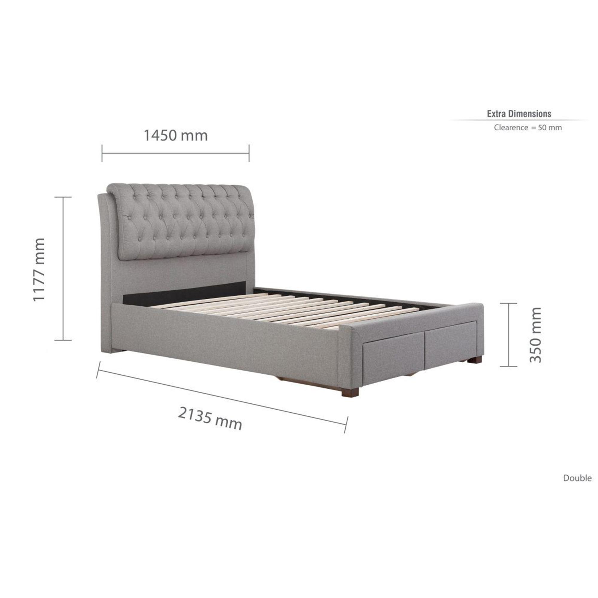 Valentino Bed - Grey Fabric - Sizes Available