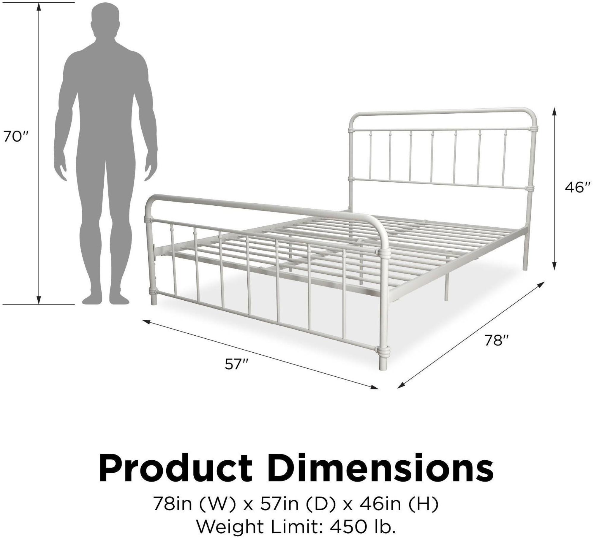 Wallace Metal Bed - White - Sizes Available - 4118119UK