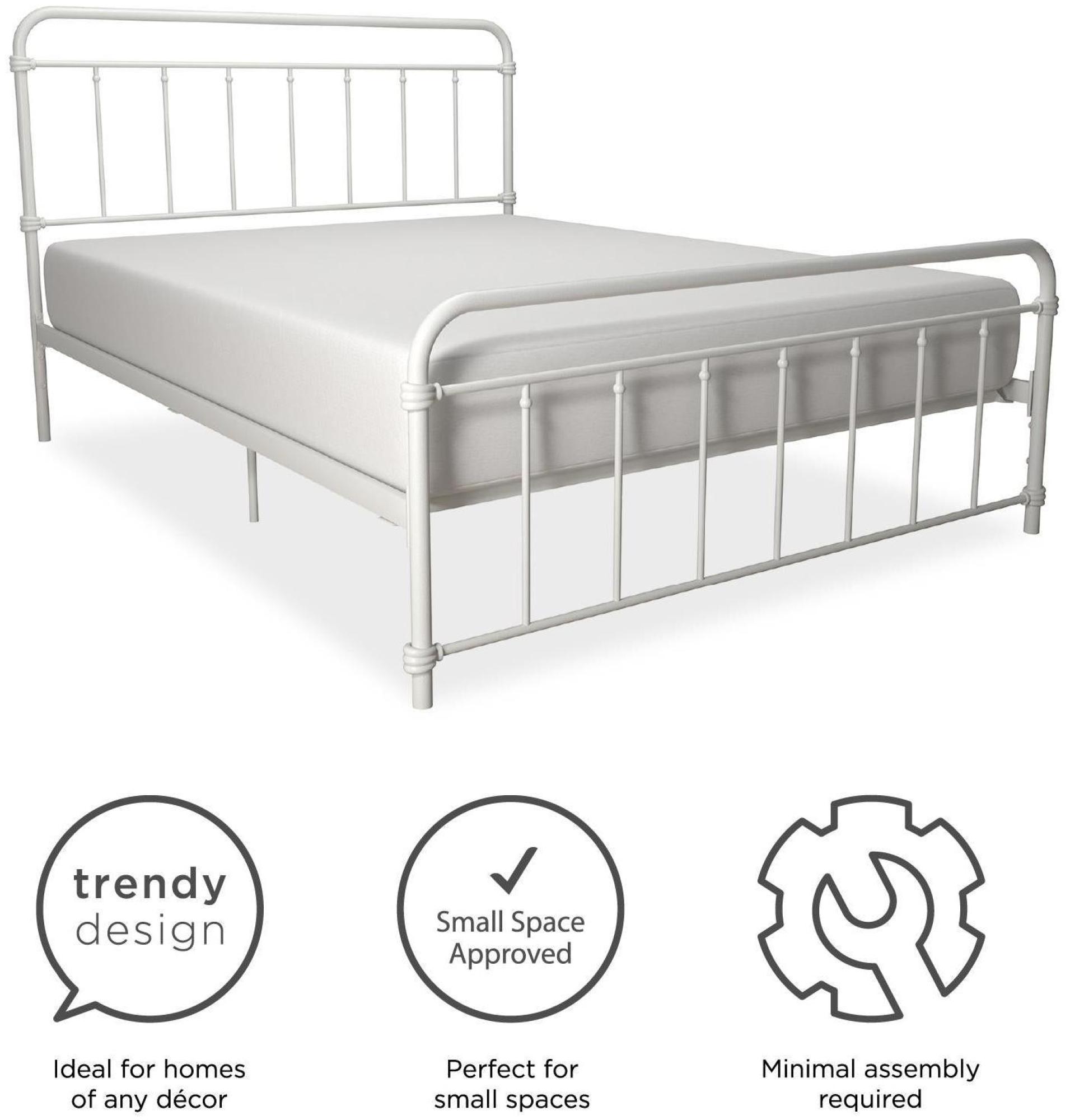 Wallace Metal Bed - White - Sizes Available - 4118119UK