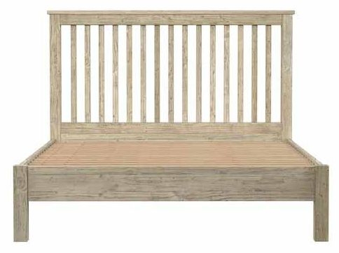 Washed Grey Reclaimed Pine 5ft King Size Slatted Bed