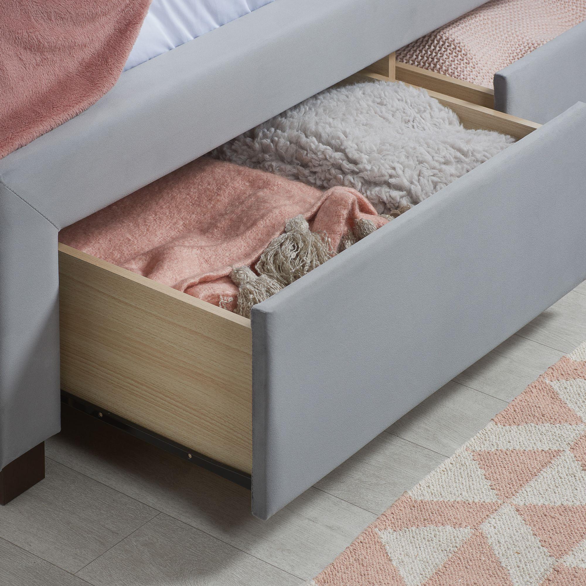 Woodbury Bed - Grey Fabric - Sizes Available