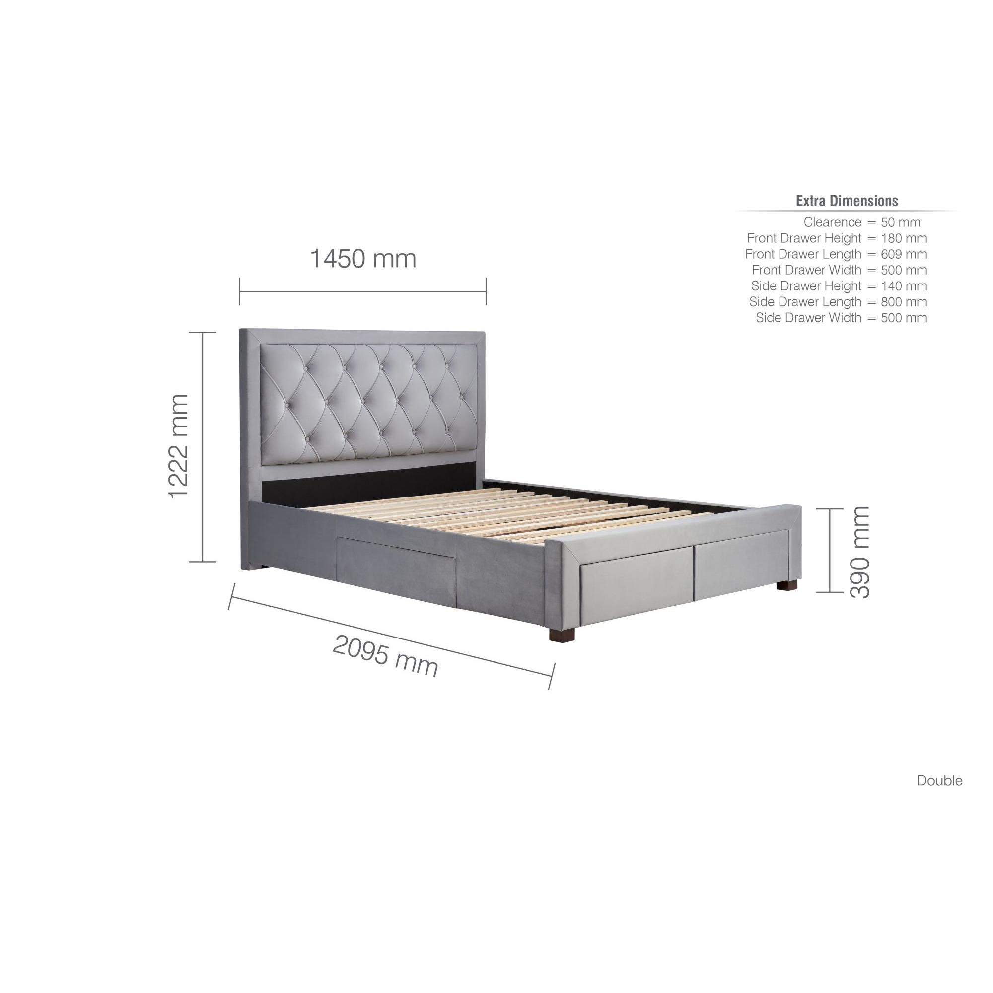 Woodbury Bed - Grey Fabric - Sizes Available