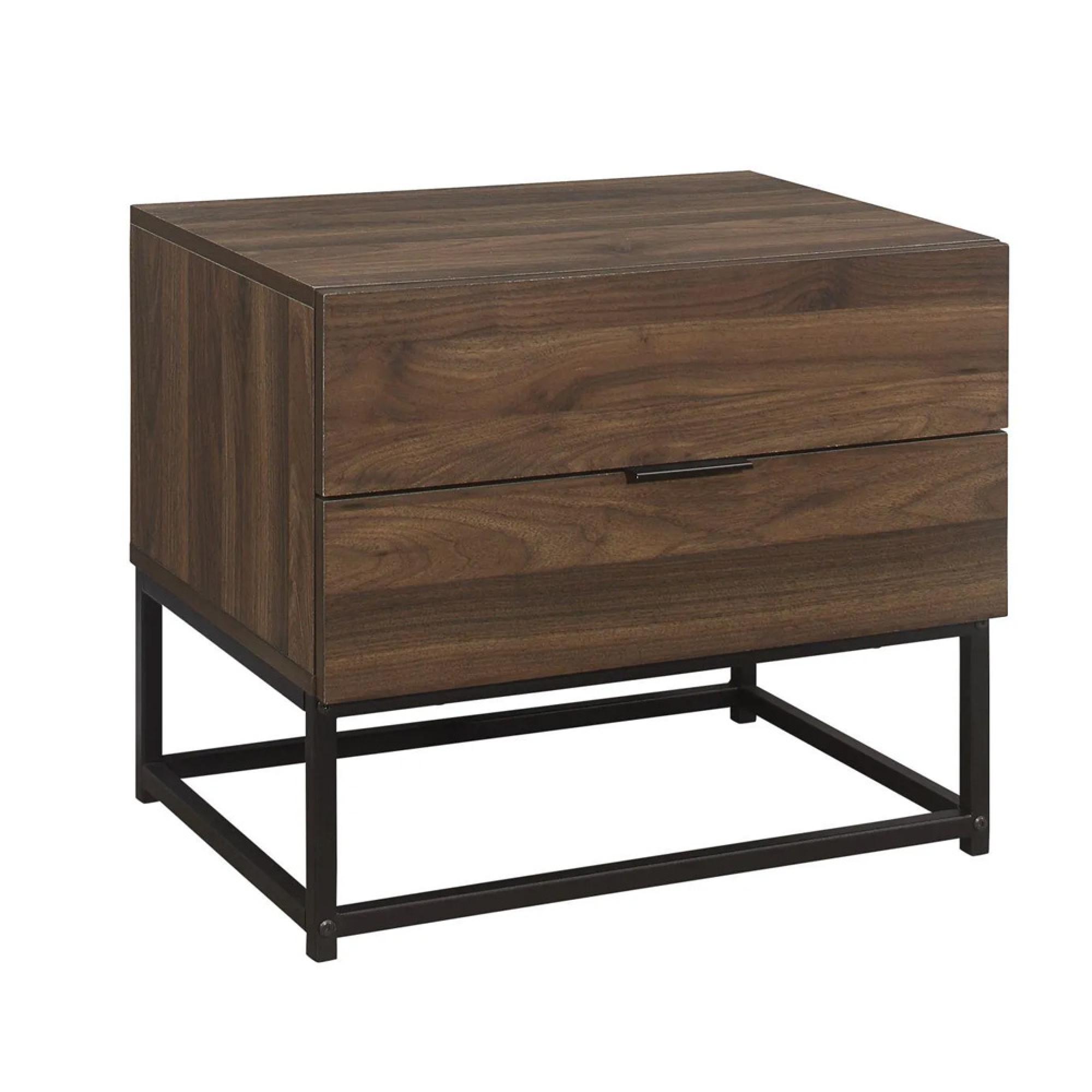 Houston Bedside Cabinet - 2 Drawer - Walnut
