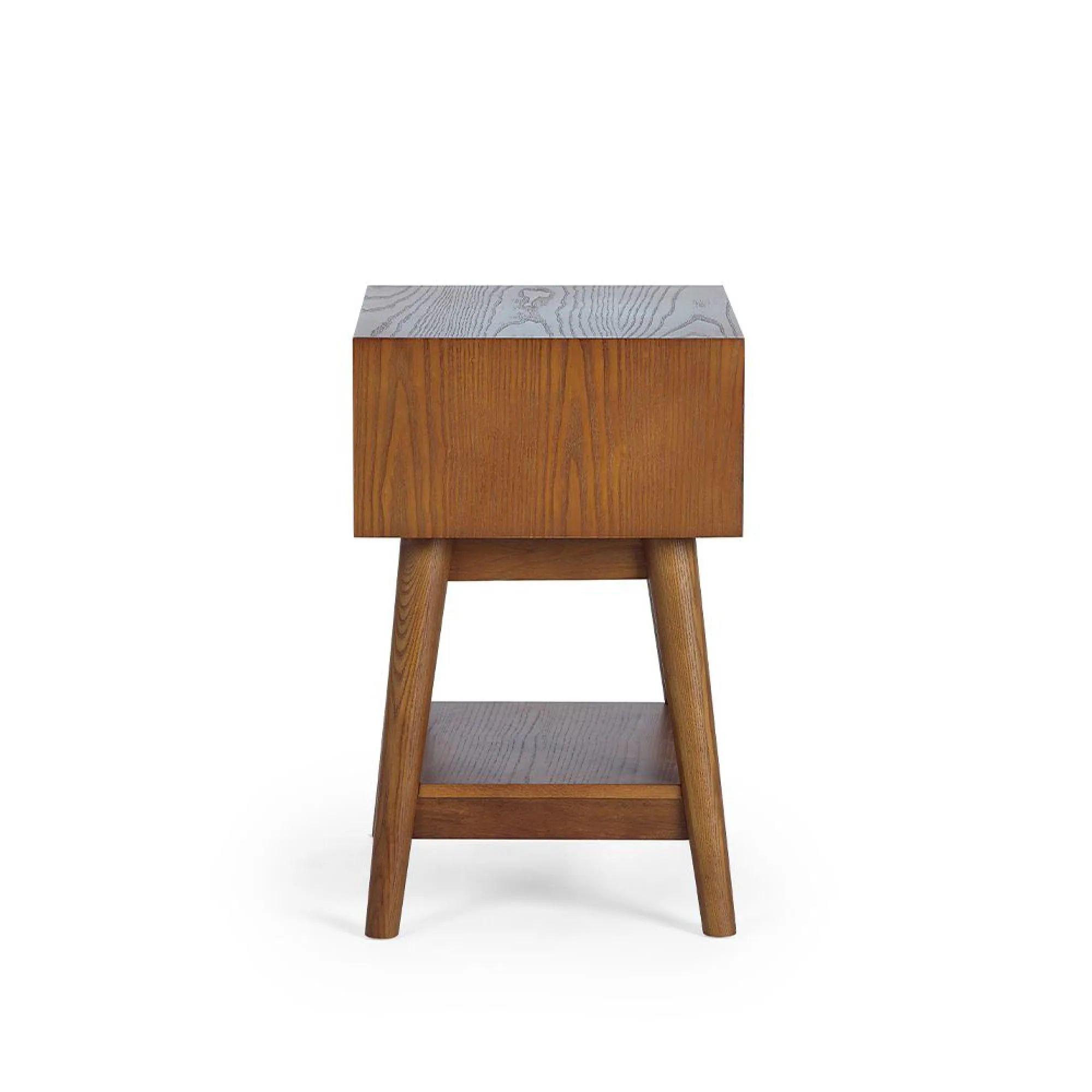 Lowry Bedside Table - 1 Drawer - Cherry Wood - Retro Style