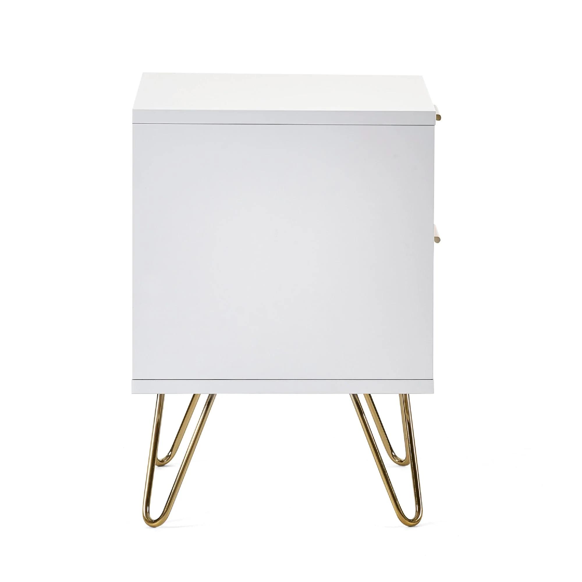 Murano Bedside Cabinet - 2 Drawer - Ribbed - White