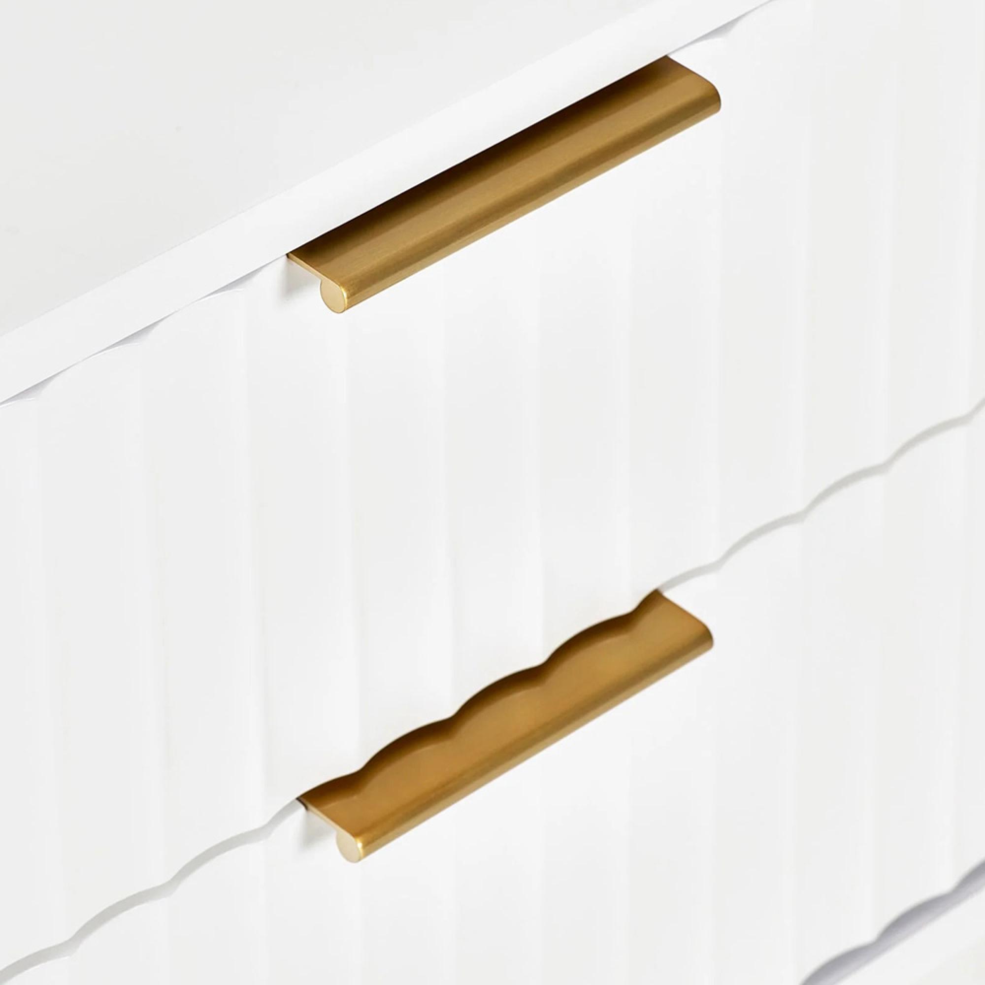 Murano Bedside Cabinet - 2 Drawer - Ribbed - White