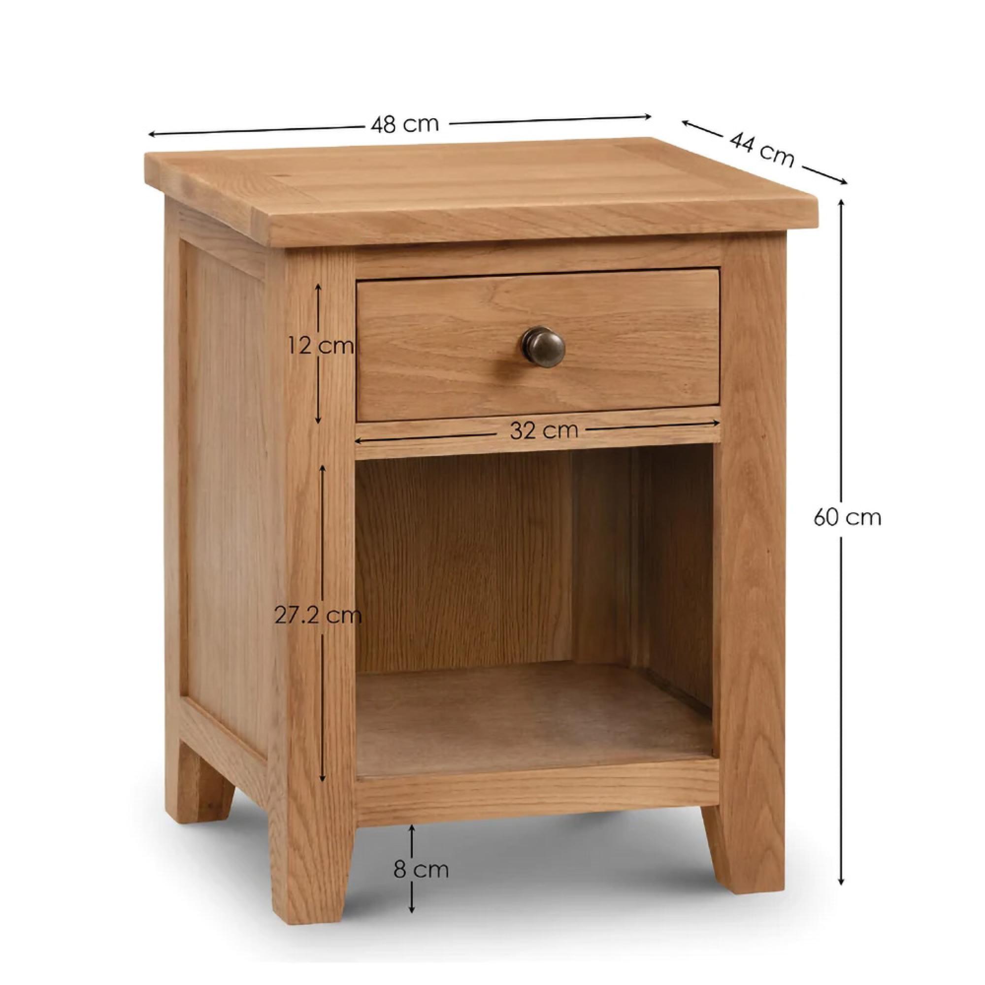Marlborough Bedside Cabinet - 1 Drawer - Oak