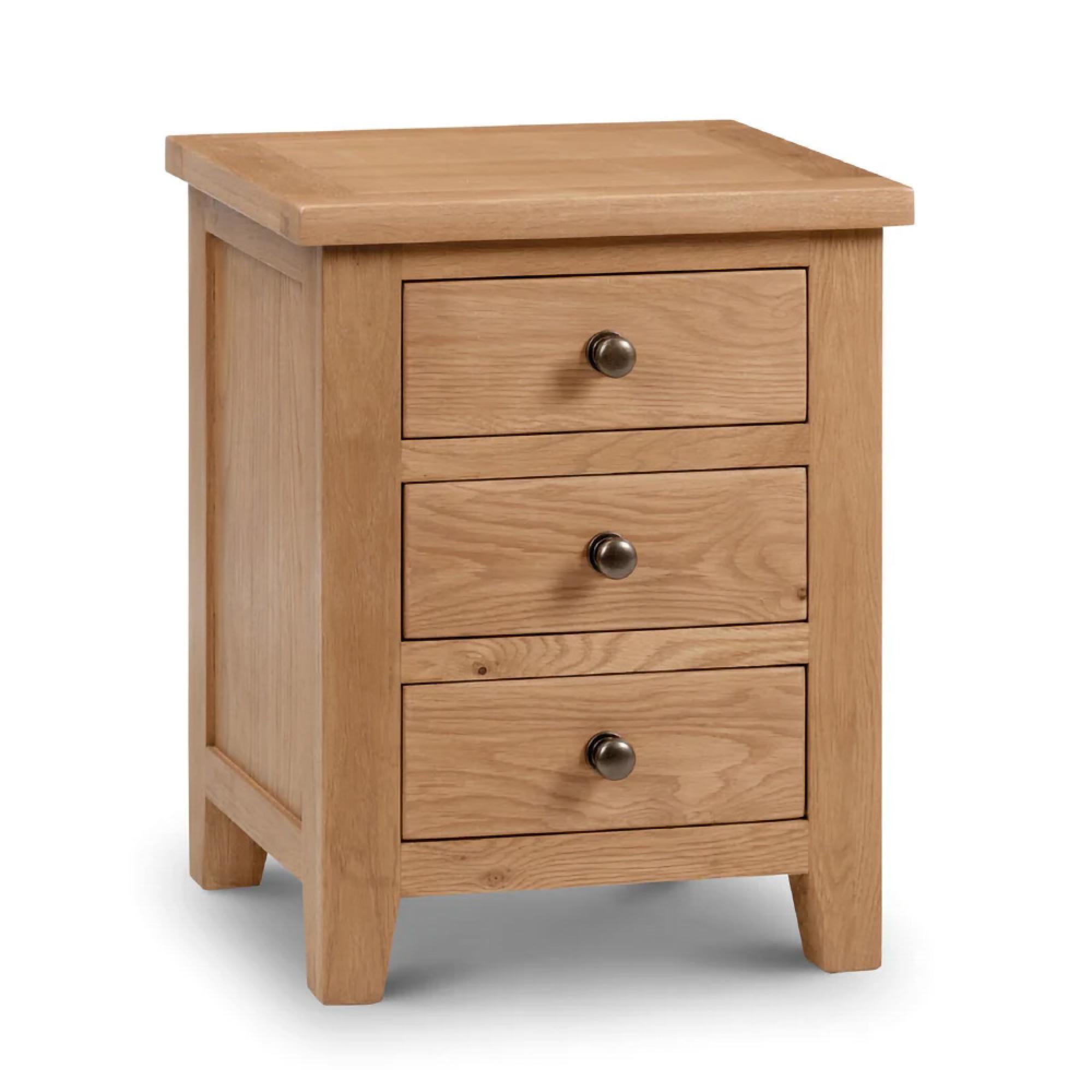 Marlborough Bedside Cabinet - 3 Drawer - Oak