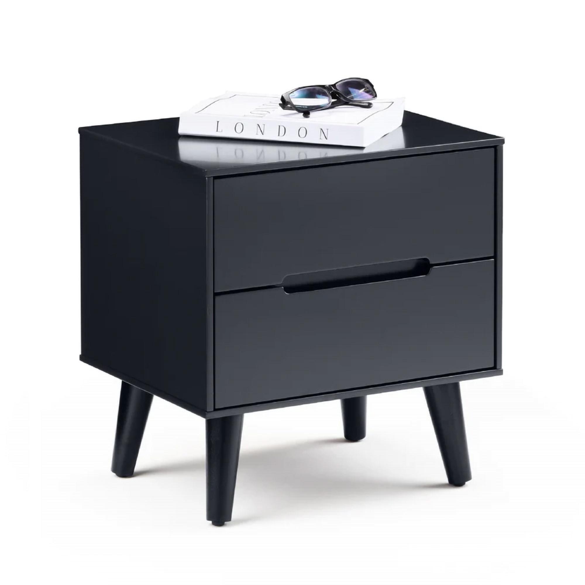 Alicia Black Bedside Cabinet - 2 Drawer