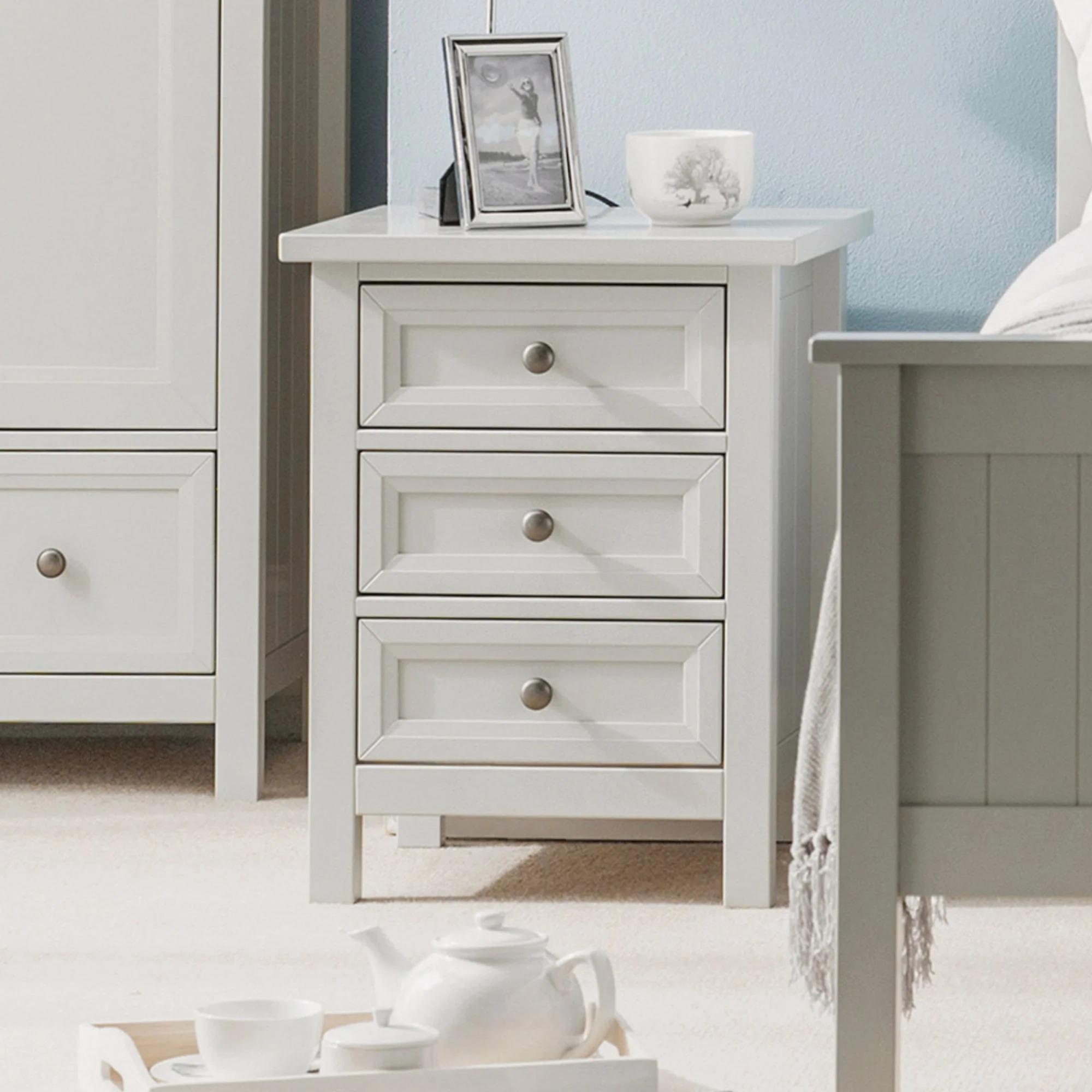 Maine Bedside Cabinet - 3 Drawer - Grey