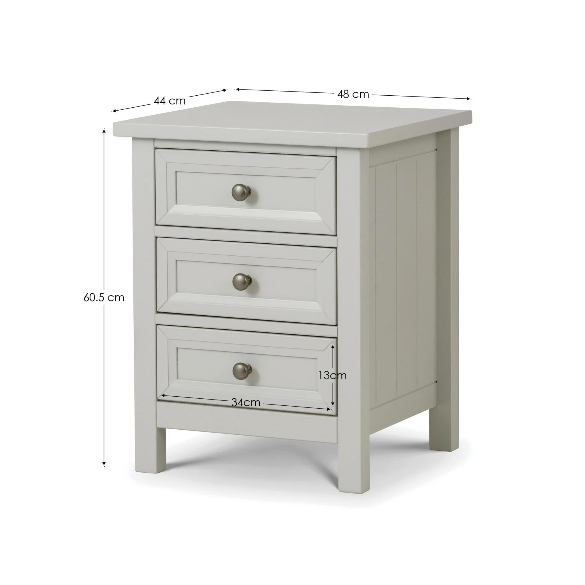 Maine Bedside Cabinet - 3 Drawer - Grey