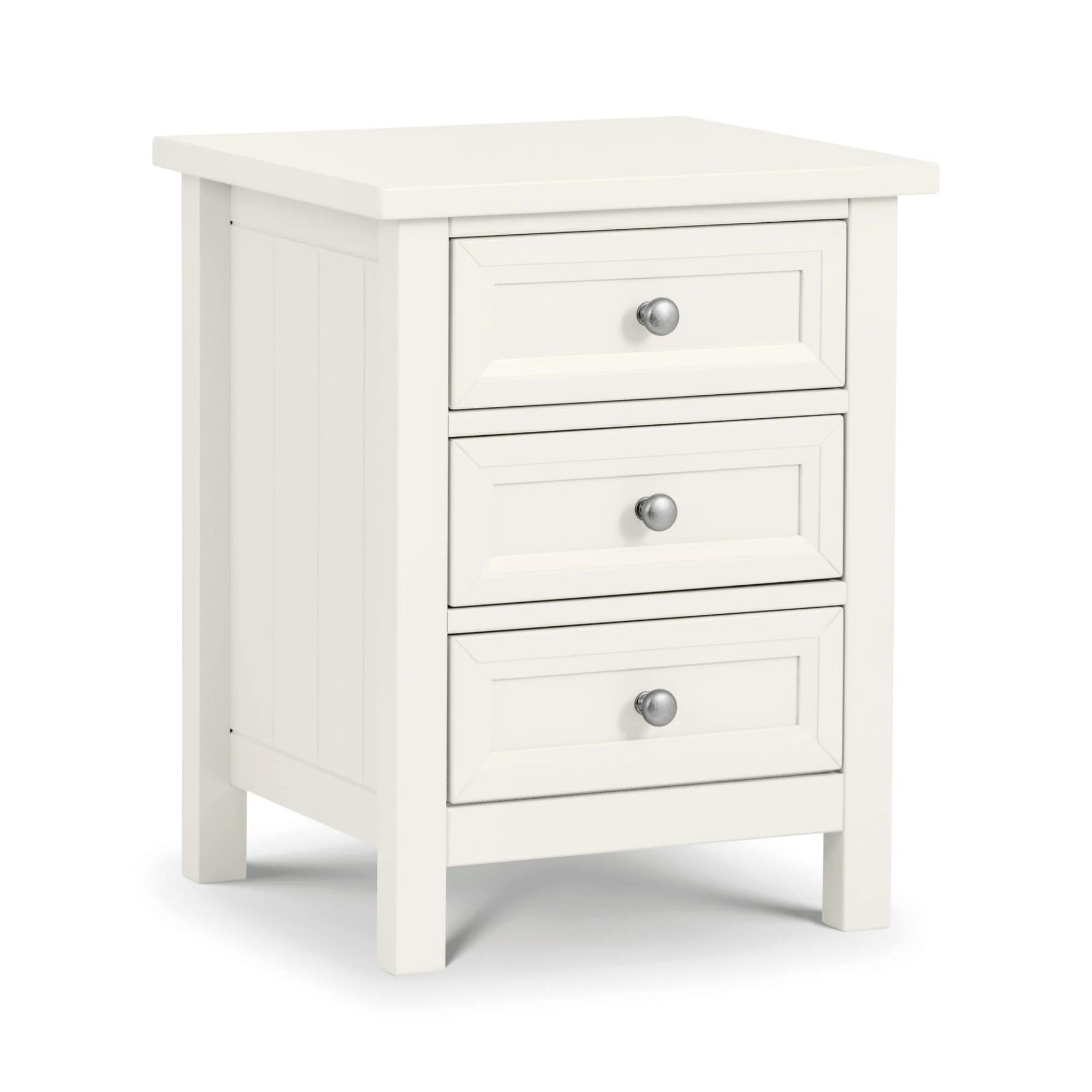 Maine Bedside Cabinet - 3 Drawer - White