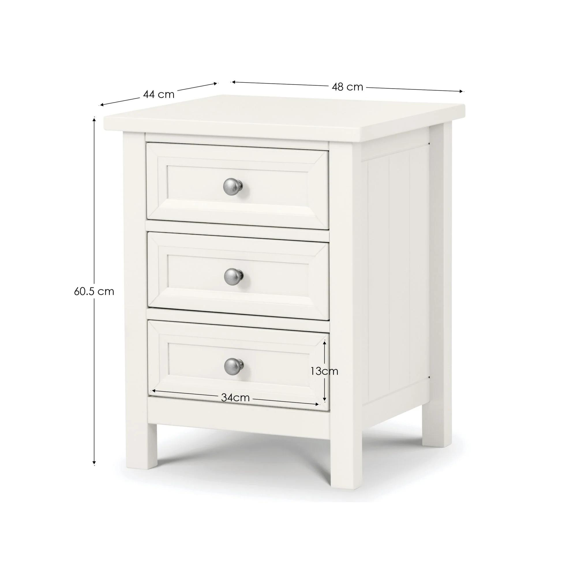 Maine Bedside Cabinet - 3 Drawer - White