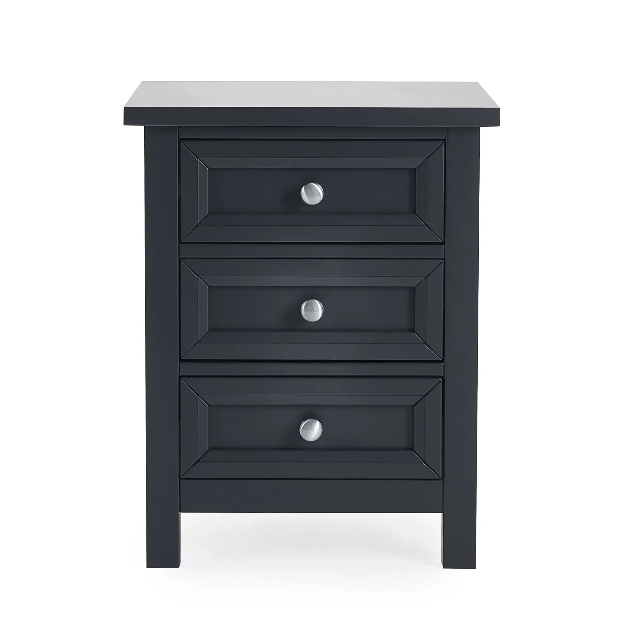 Maine Bedside Cabinet - 3 Drawer - Black